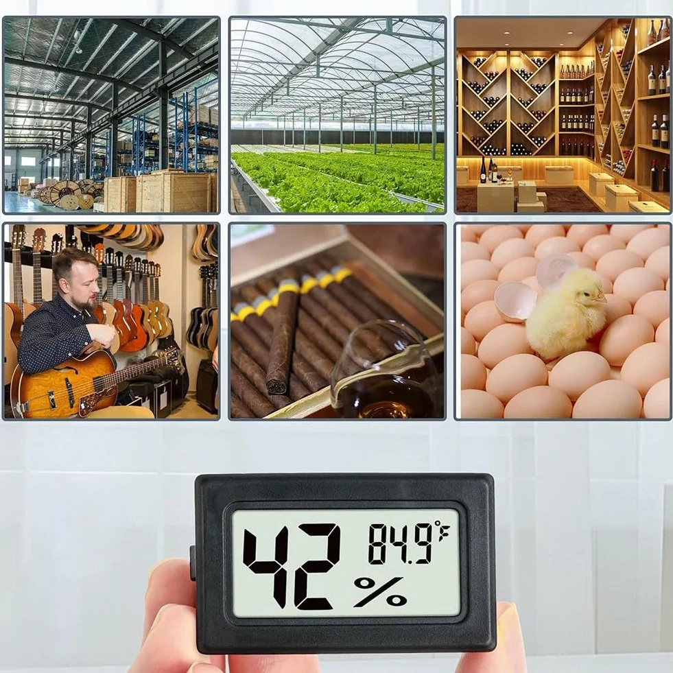 6Pcs thermomètres numériques d'intérieur, Mini hygromètre, Thermomètre numérique Humidité avec (℉), Incubateur, Thermomètre d'intérieur pour serre, jardin