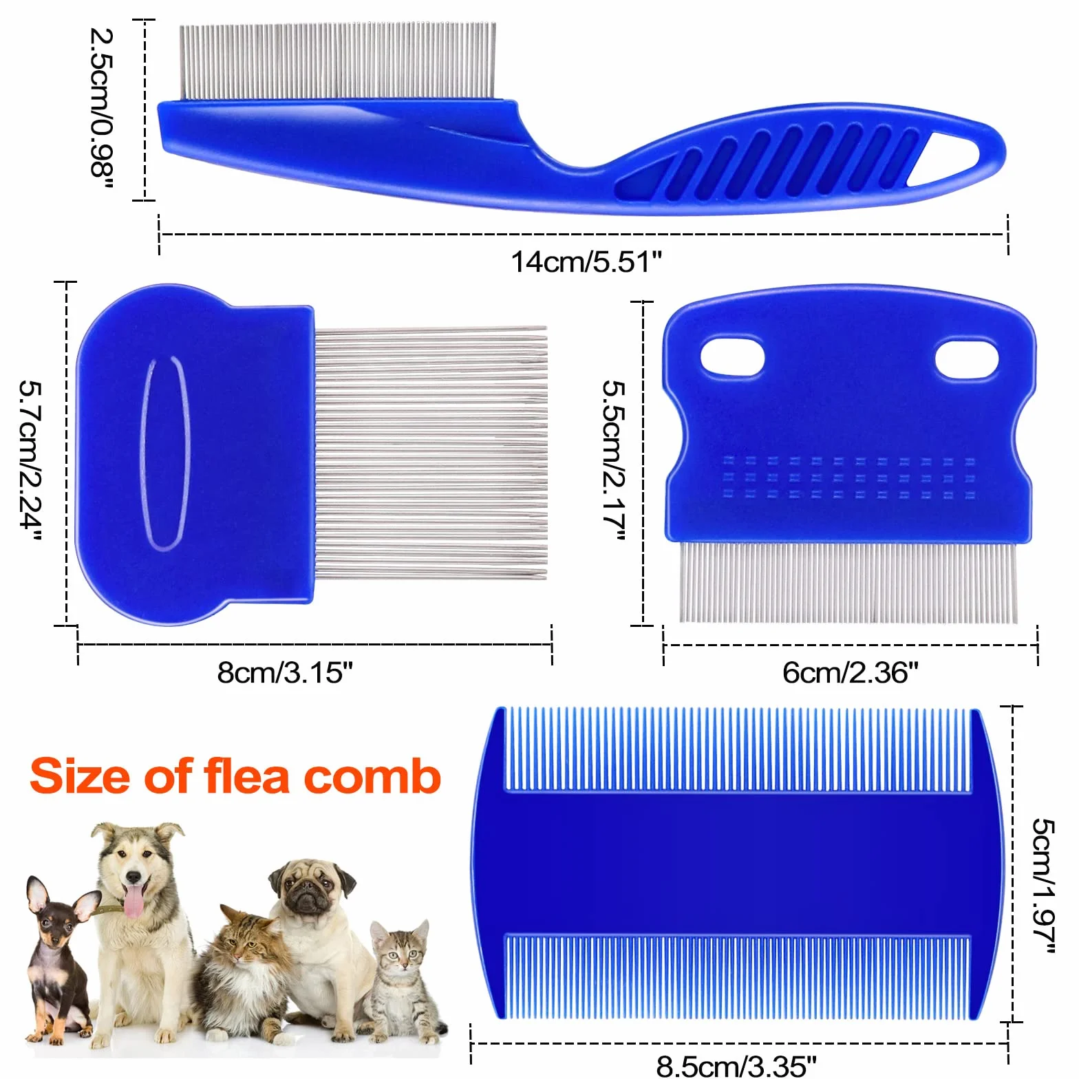 Peignes anti-puces en acier inoxydable double face pour enlever taches larmes, démêlage petits animaux