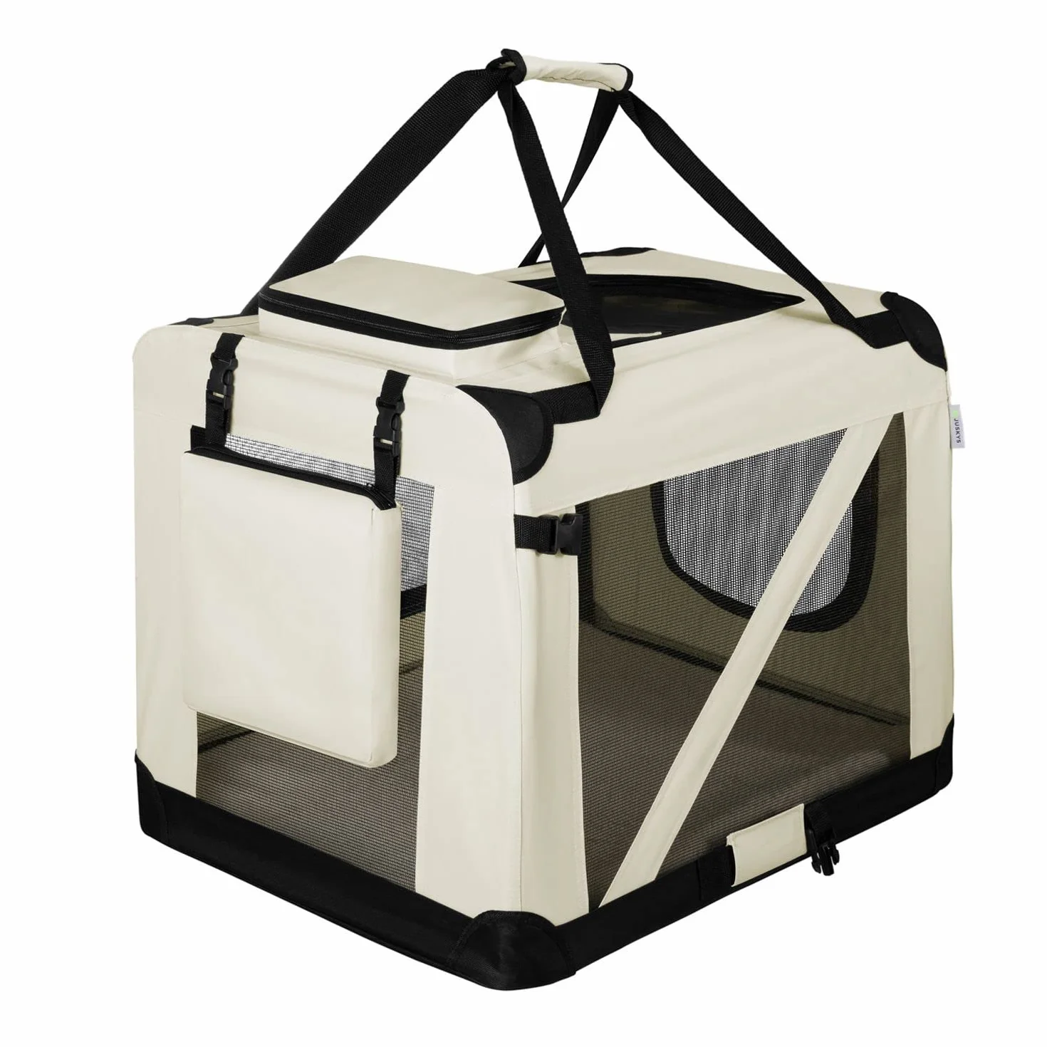 Juskys Caisse de Transport Pliable pour Chiens Lassie XL Beige 58 x 82 x 58 cm Tissu