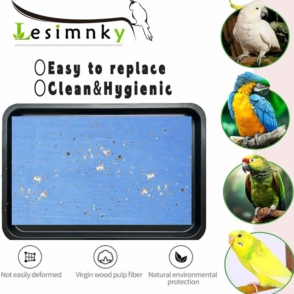 Lot de 120 doublures jetables en papier non tissé pour cage à oiseaux 27,9 x 43,2 cm absorbantes bleu