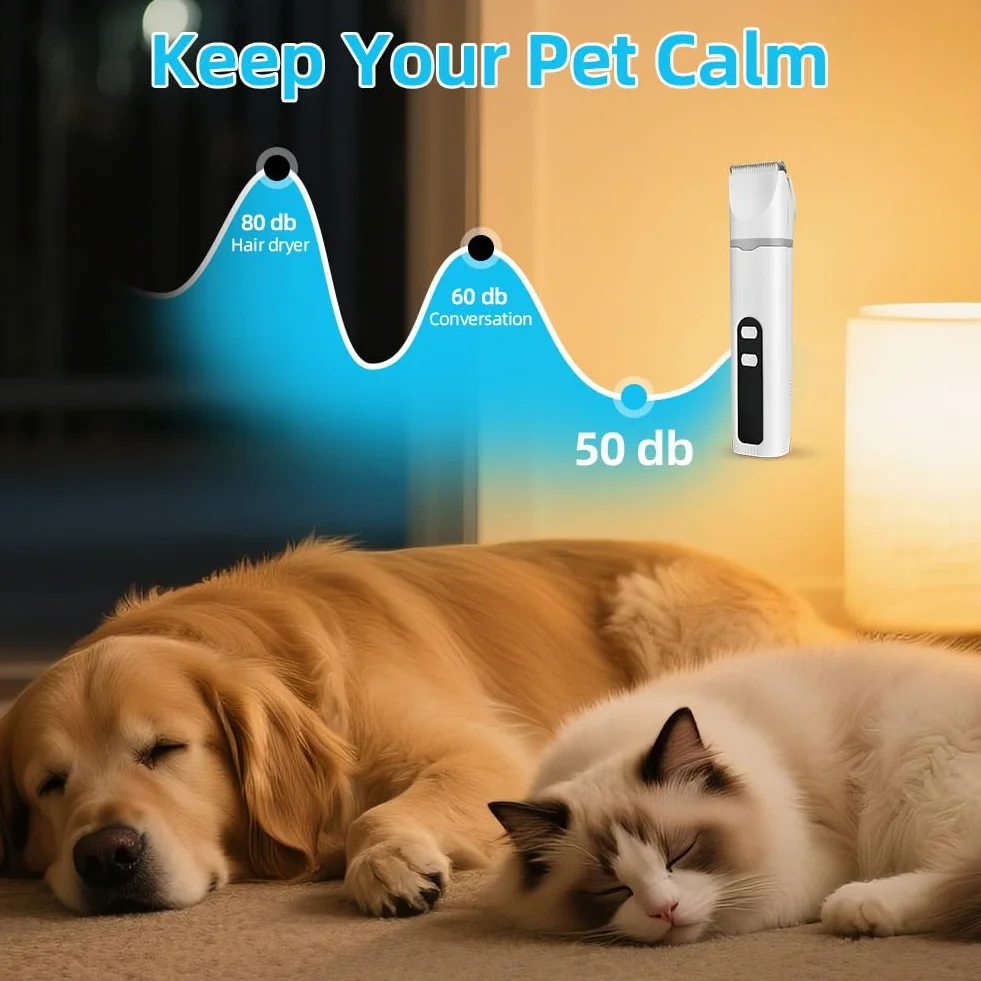 Tondeuse Chat Chien 4 en 1 Silencieuse USB-C avec écran LCD Professionnel