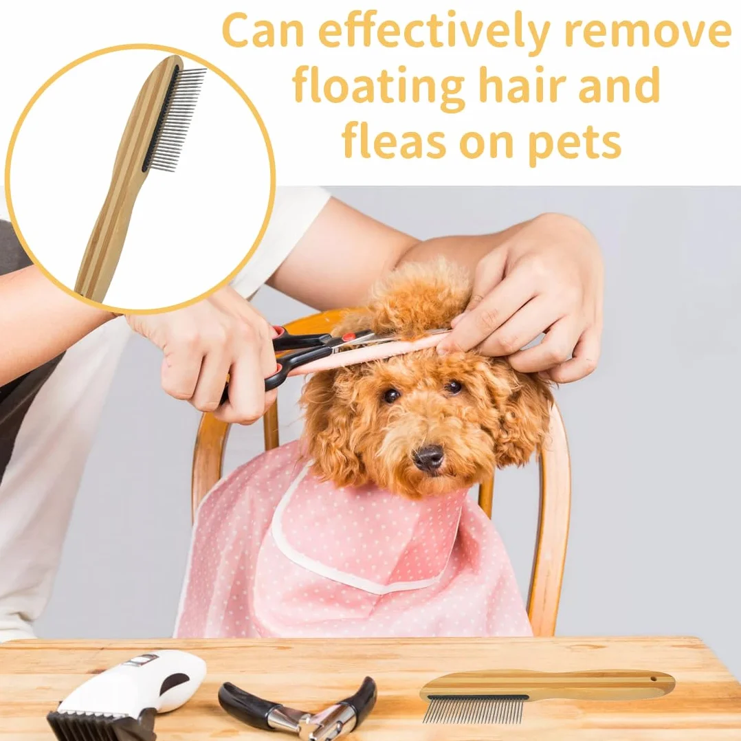 Peigne Antipelliculaire à Dents Extra Fines avec Pique en Métal pour Enfants Adultes Chien Chat