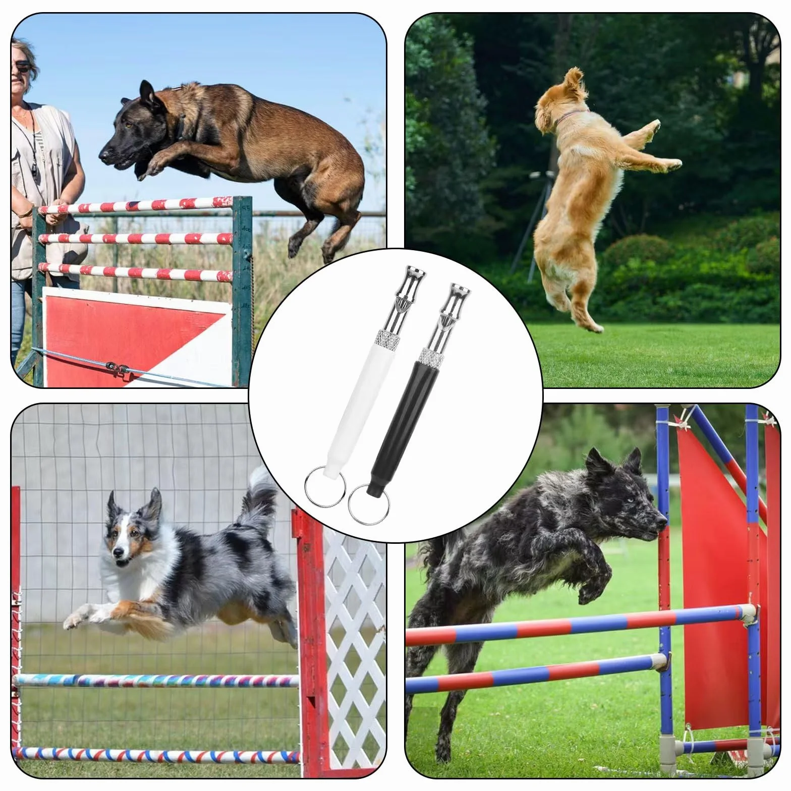 Lot de 2 Sifflet Chien Ultrason Anti Aboiement Fréquence Réglable avec Cordon