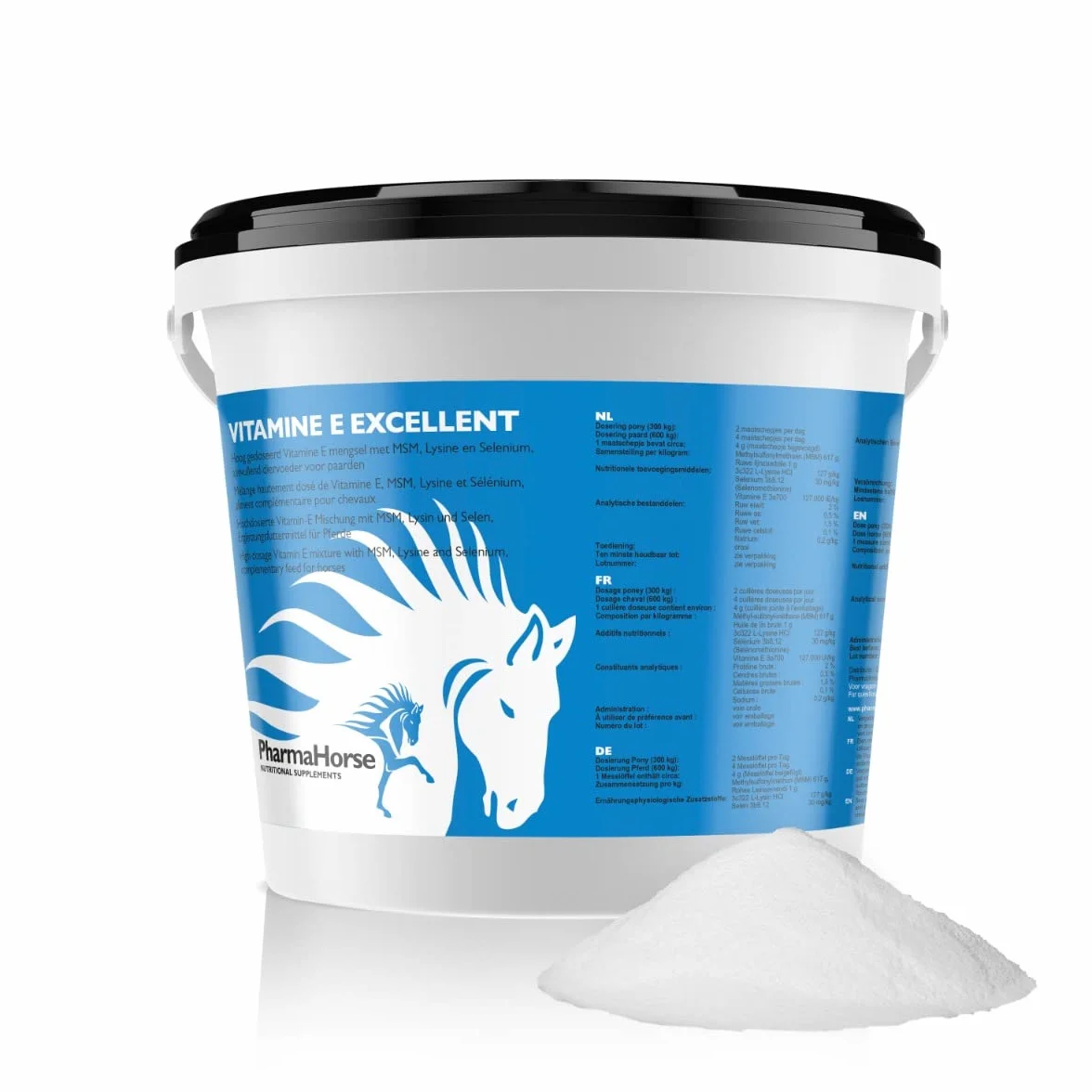 PharmaHorse Vitamine E Excellent | Supplément Alimentaire Cheval | Prévient Les courbatures | Soutien Musculaire Cheval | avec Sélénium | sans dopage & sans sucres ajoutés | 1000 Grammes