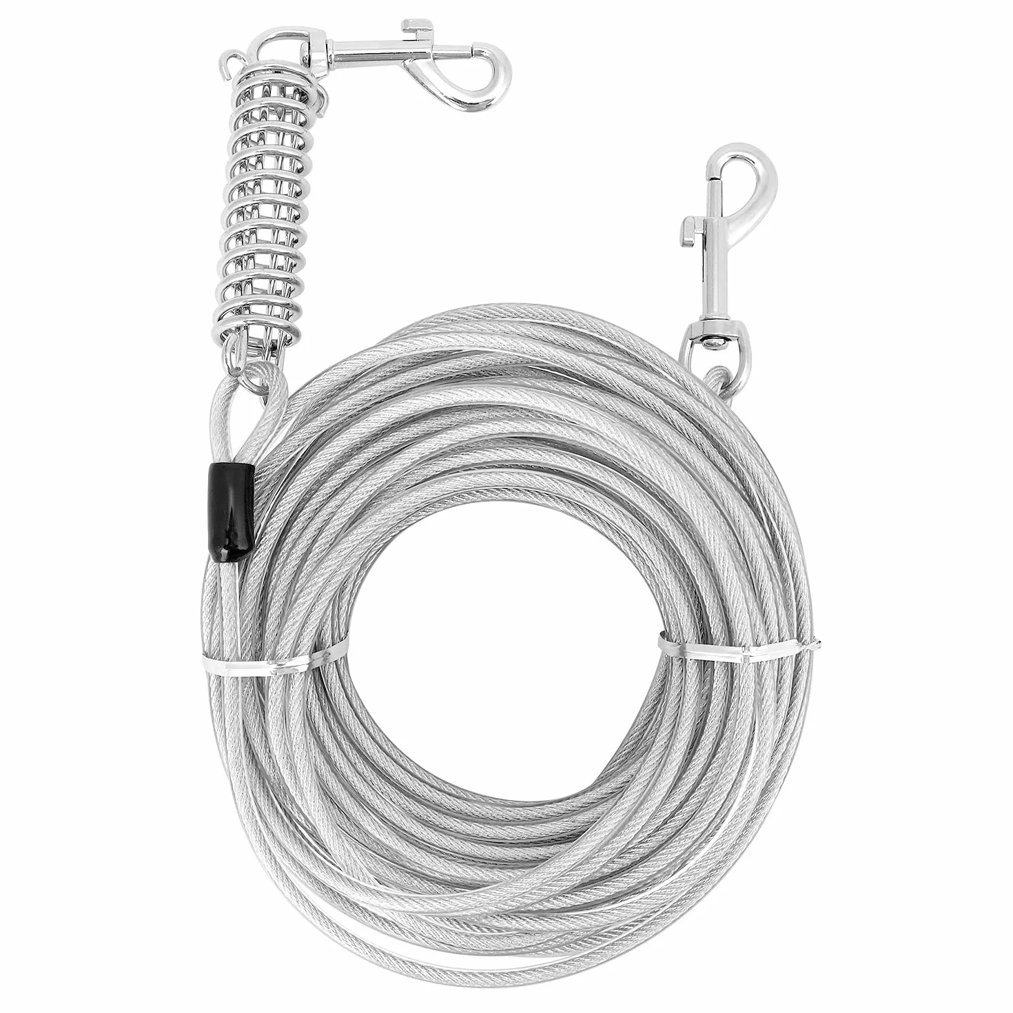 QWORK Longe pour Chien 15m, Laisses Φ5 mm avec Ressort et Crochet, pour Course Camping