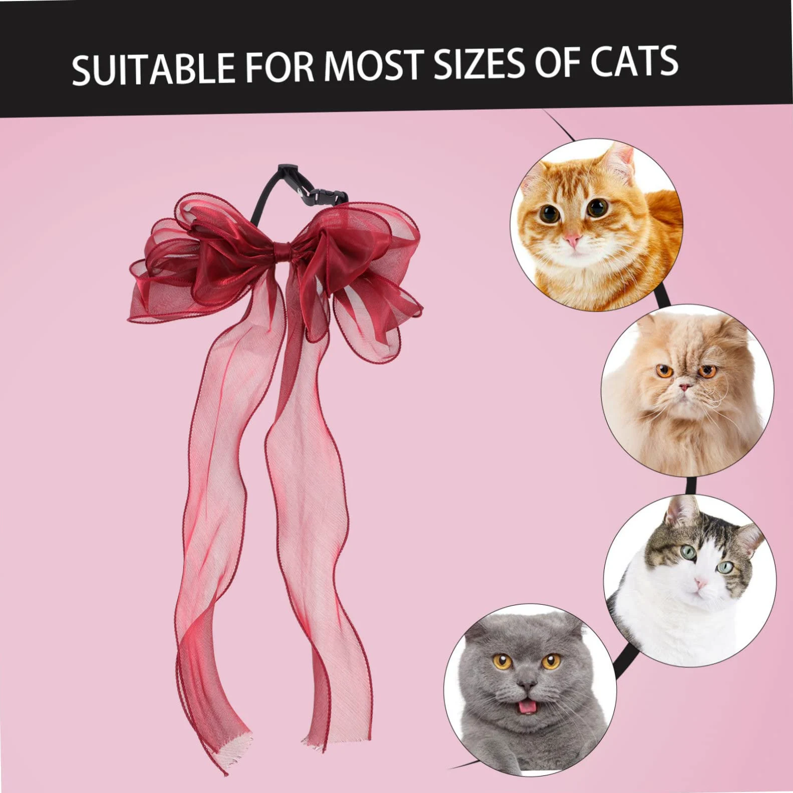 Abaodam Collier pour Chat avec Nœud Décoratif Réglable pour Chaton Et Chat Confortable