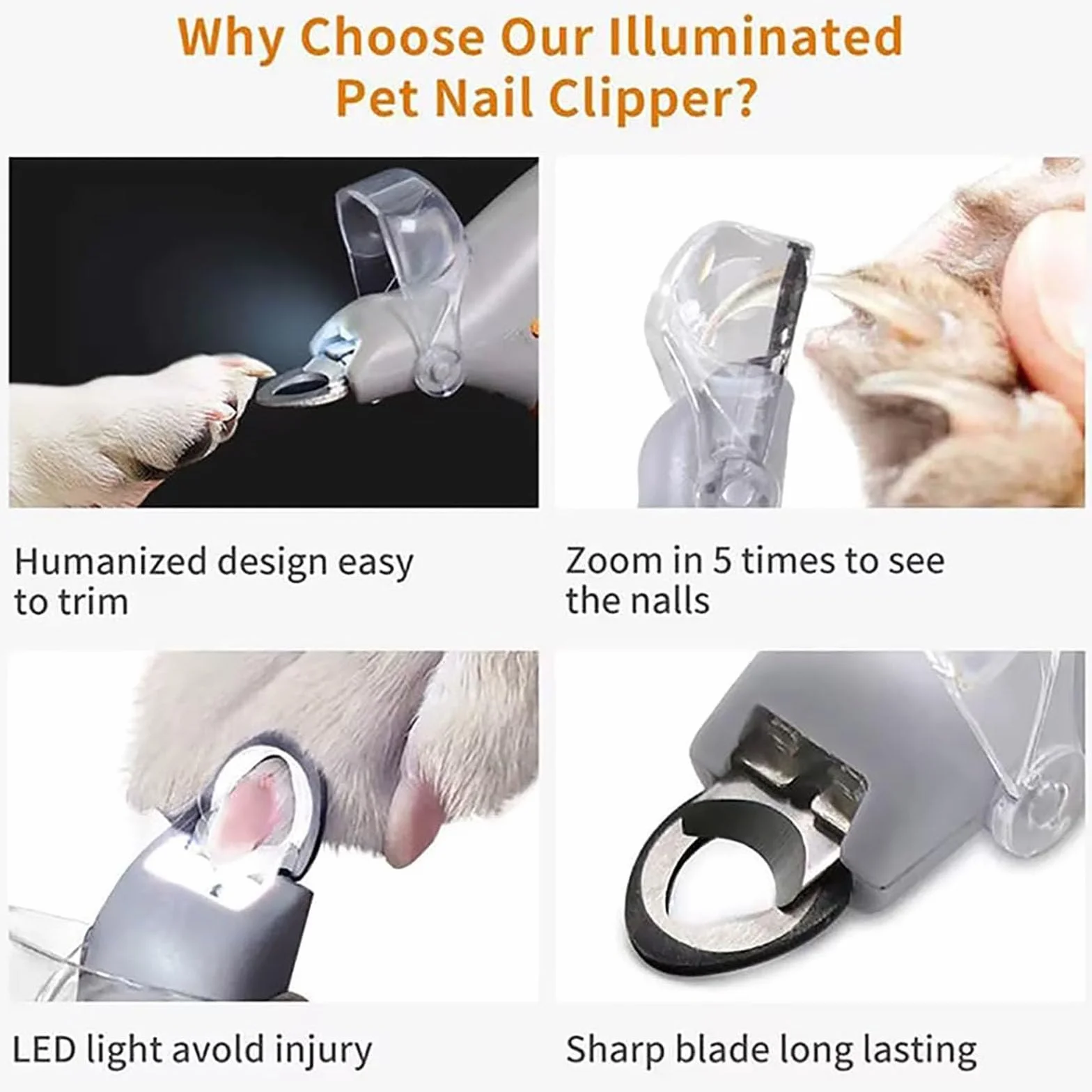 PawThentic Coupe-Ongles pour Animaux de Compagnie LED Loupe PréciseClip 2 Pièces