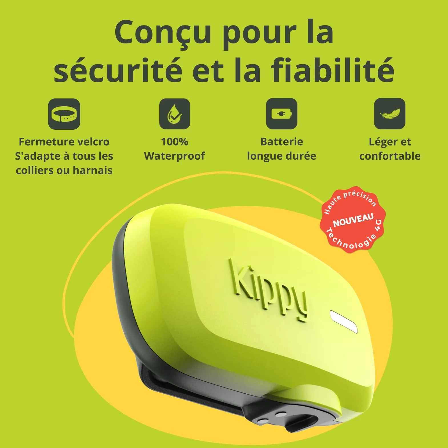 Kippy GPS pour Chiens Traceur étanche avec Collier, Suivi Activité Santé, GEOFENCE, Vert
