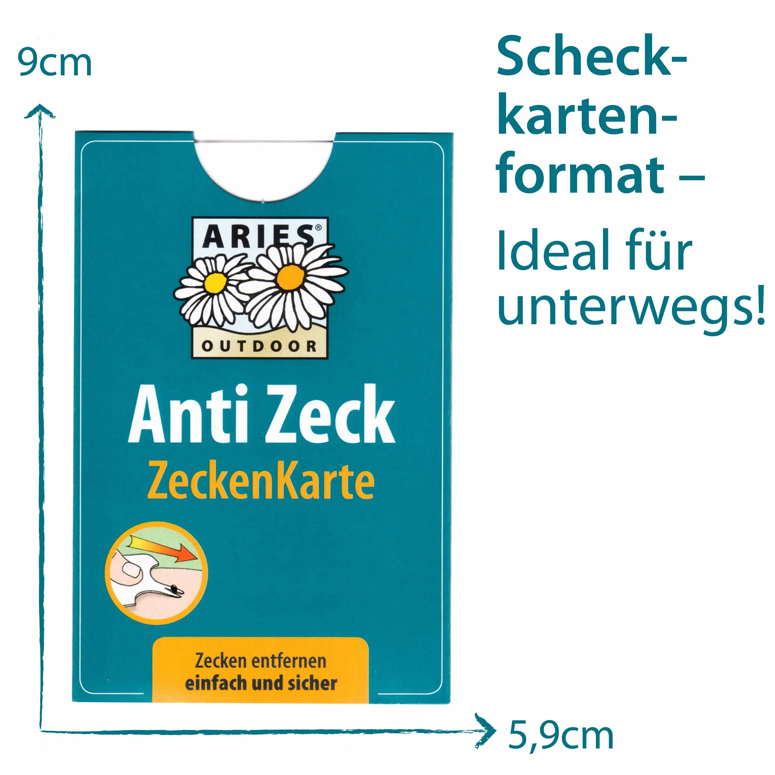 Aries ZK1 Carte à tiques pour Humains, Chiens et Chats - Format de Poche 6 x 9 cm