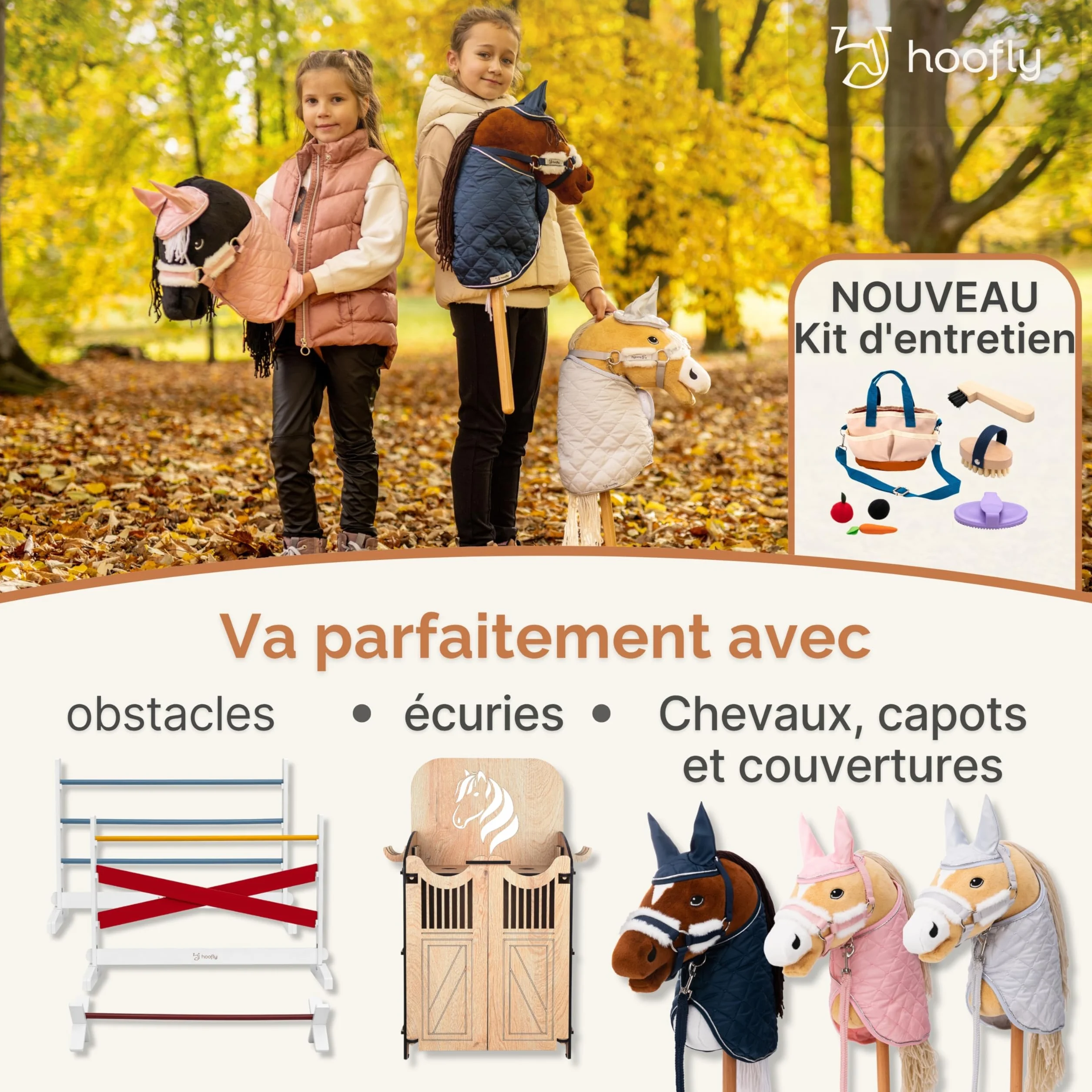 Couverture Hobby Horse bleue douce résistante certifiée TÜV pour jeu entretien entraînement