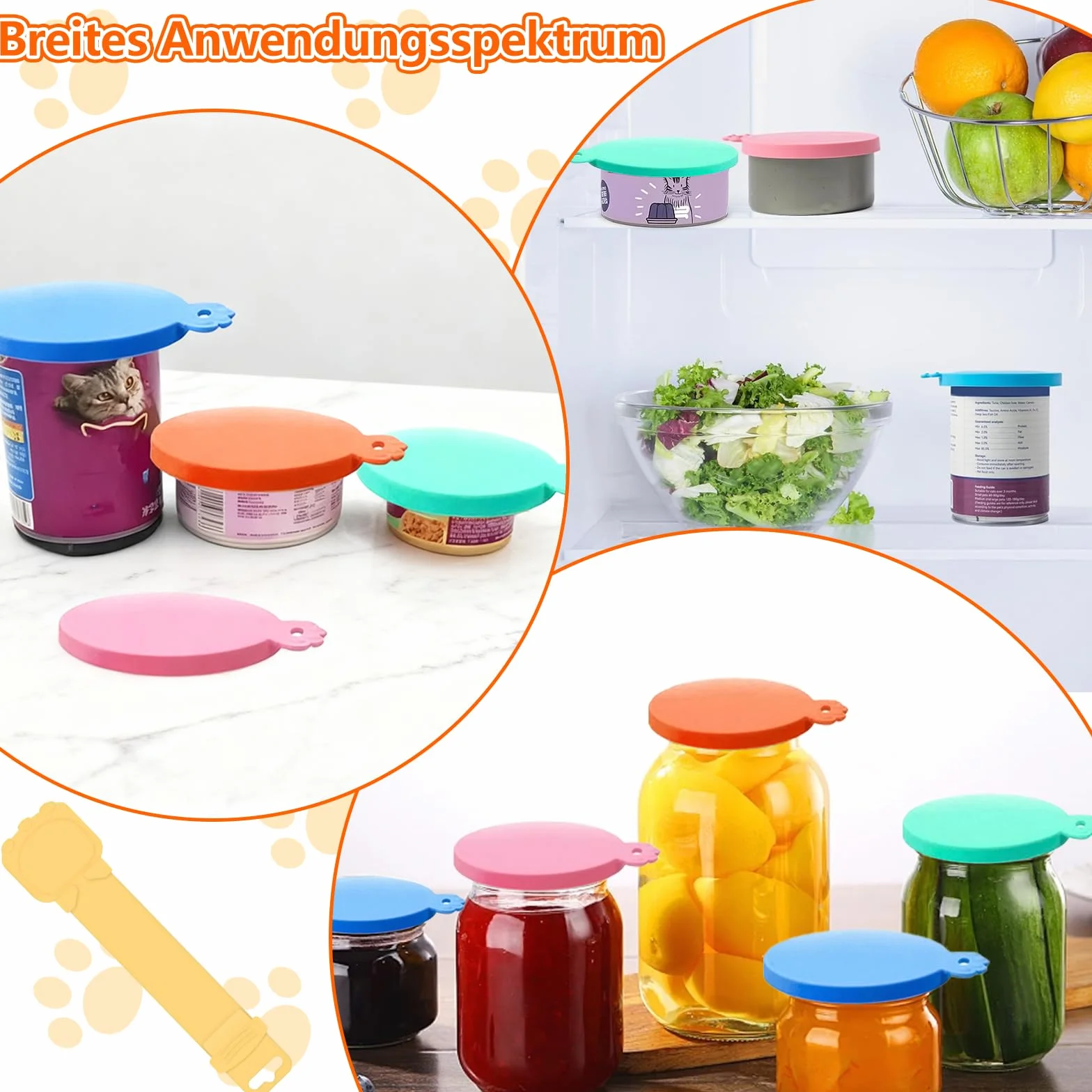 Couvercles Universels Silicone 6,5/7,5/8,5 cm Réutilisables Sans BPA – Lot de 4 + Cuillère