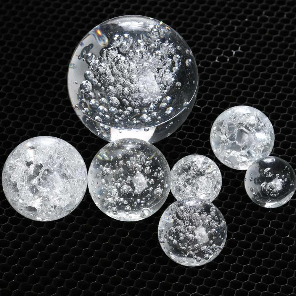 Boule de cristal transparent craquelé 3 cm pour décoration fontaine à eau aquarium