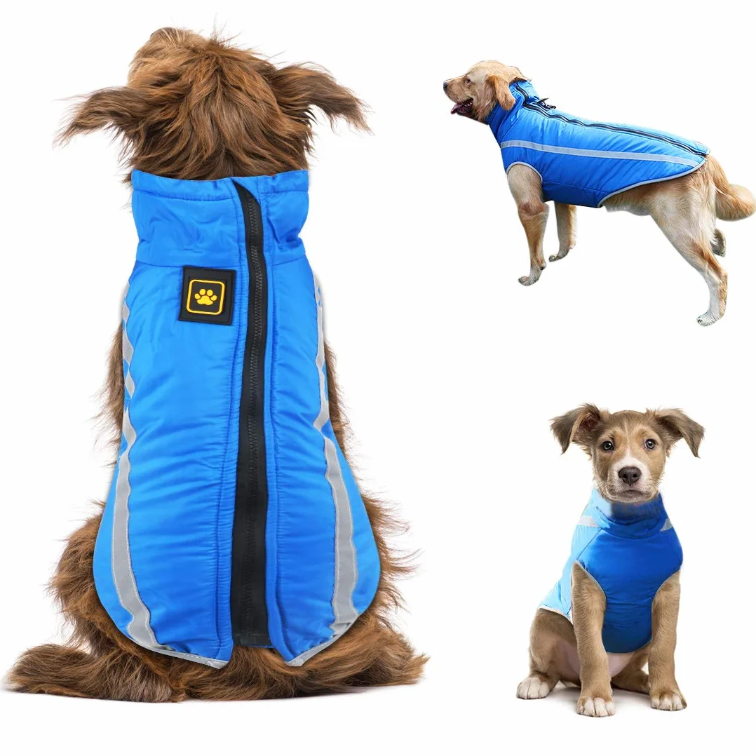 Idepet Manteau de Chien imperméable Veste Chaude d'hiver, vêtements pour Animaux de Compagnie Coupe-Vent Tenue de Veste de Chien pour Petits Chiens de Taille Moyenne avec Trou de Harnais XL-6XL