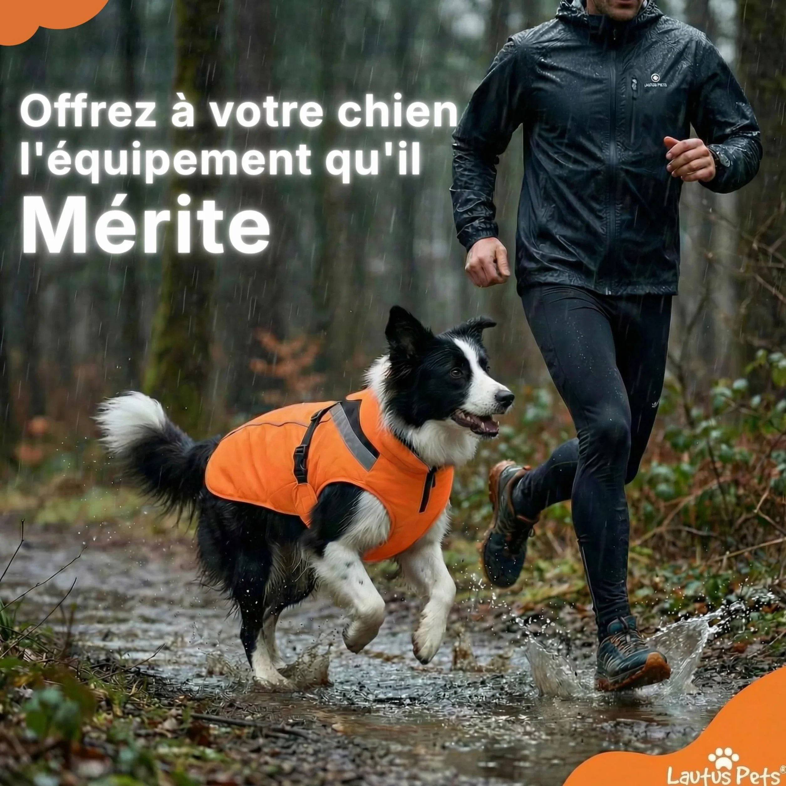 Manteau de Pluie imperméable Chien Bandes réfléchissantes Ouverture Laisse Taille XL Orange