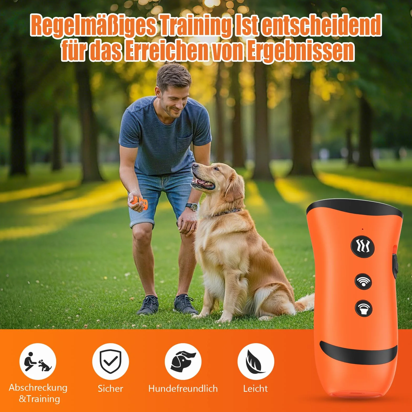 Dispositif Anti-aboiement Ultrason Puissant pour Chien, 3 Modes, Portée 15 m, Intérieur Extérieur