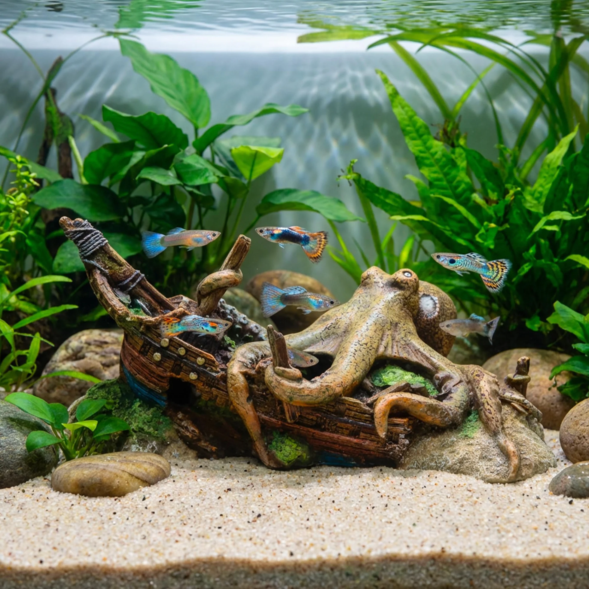 Amtra Wave Epave Pieuvre Aquariophilie
