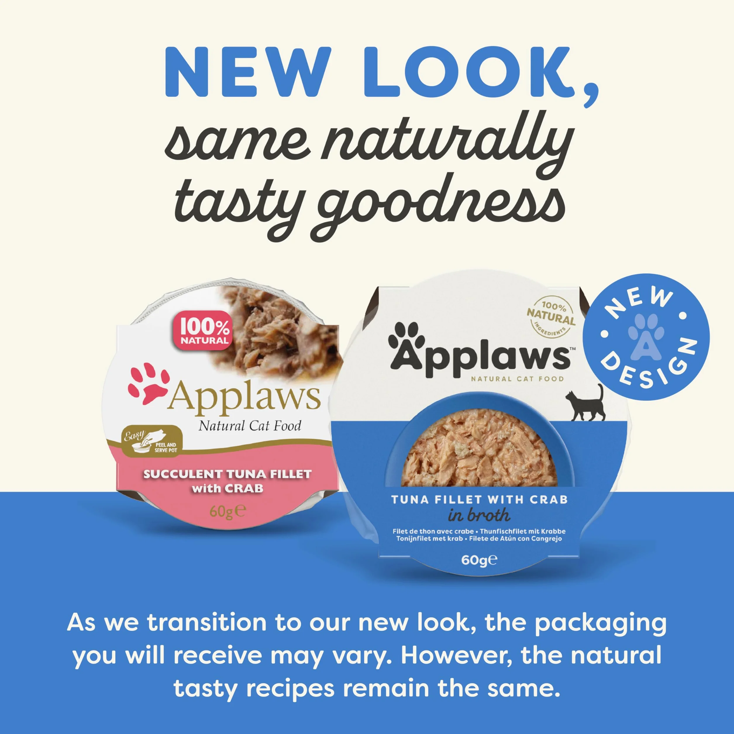 Applaws Aliment pour Chat Thon Fillet avec Crabe en Bouillon 10 x 60g