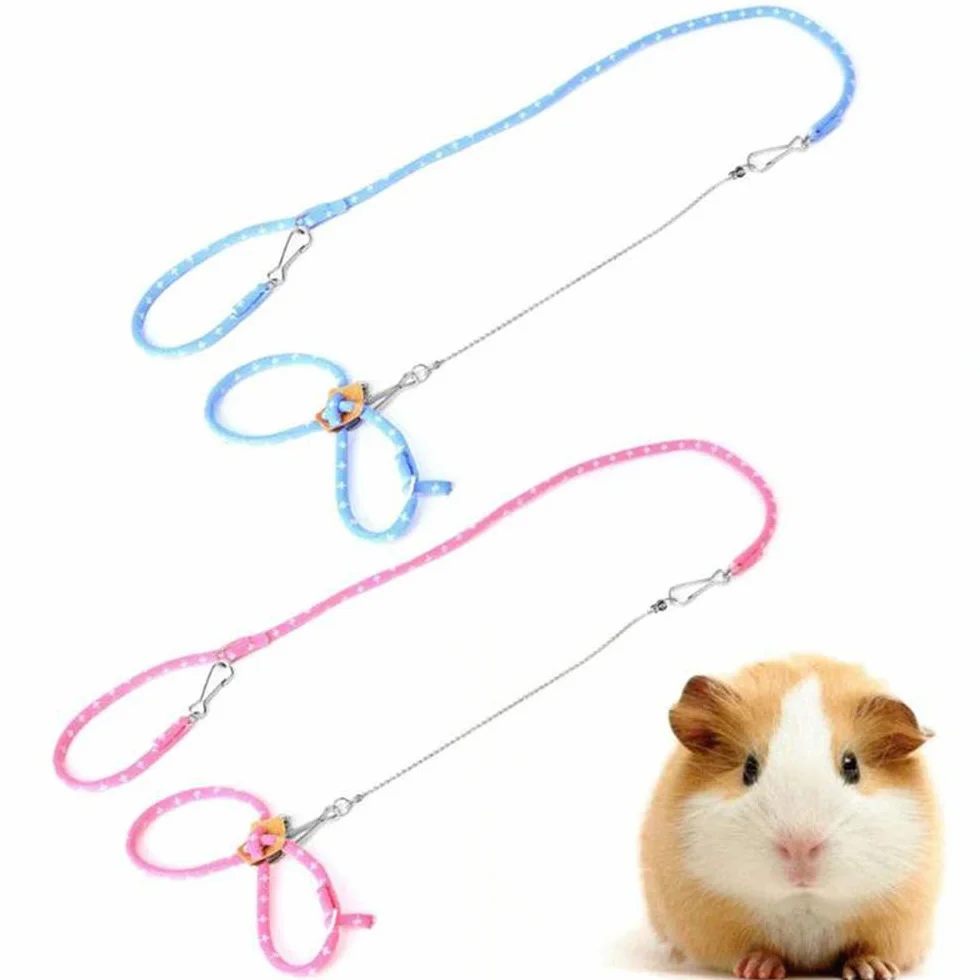 Harnais pour Hamster Réglable avec Corde et Clochette - Laisse pour Rat, Souris et Furet - Bleu