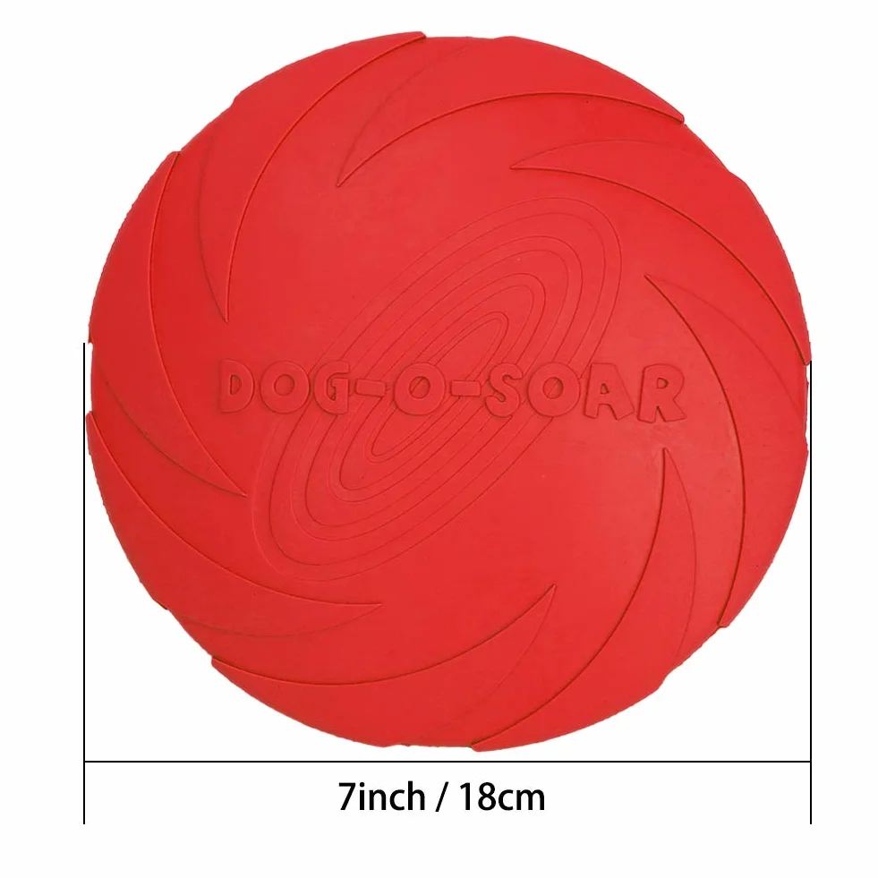 Lot de 2 Disques Volants pour Chien en Caoutchouc Naturel 18 cm Terre et Eau Vert Rouge