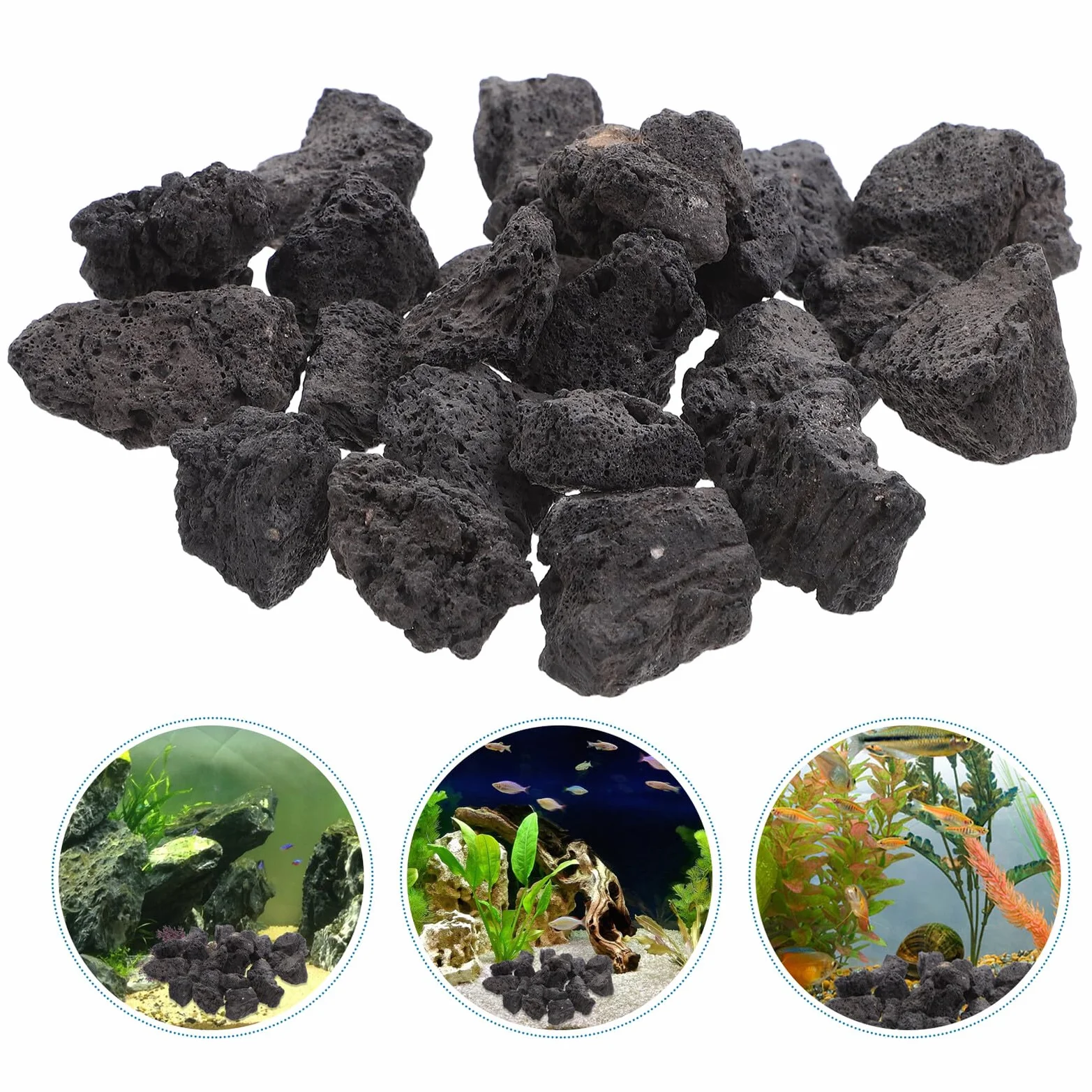 Hemobllo Roche Volcanique Naturelle Noire Poreuse 200g 2-4cm pour Décoration Aquarium, Plantes en Pot et Aménagement Paysager, Pierre Volcanique Respirante pour Terrarium et Jardin