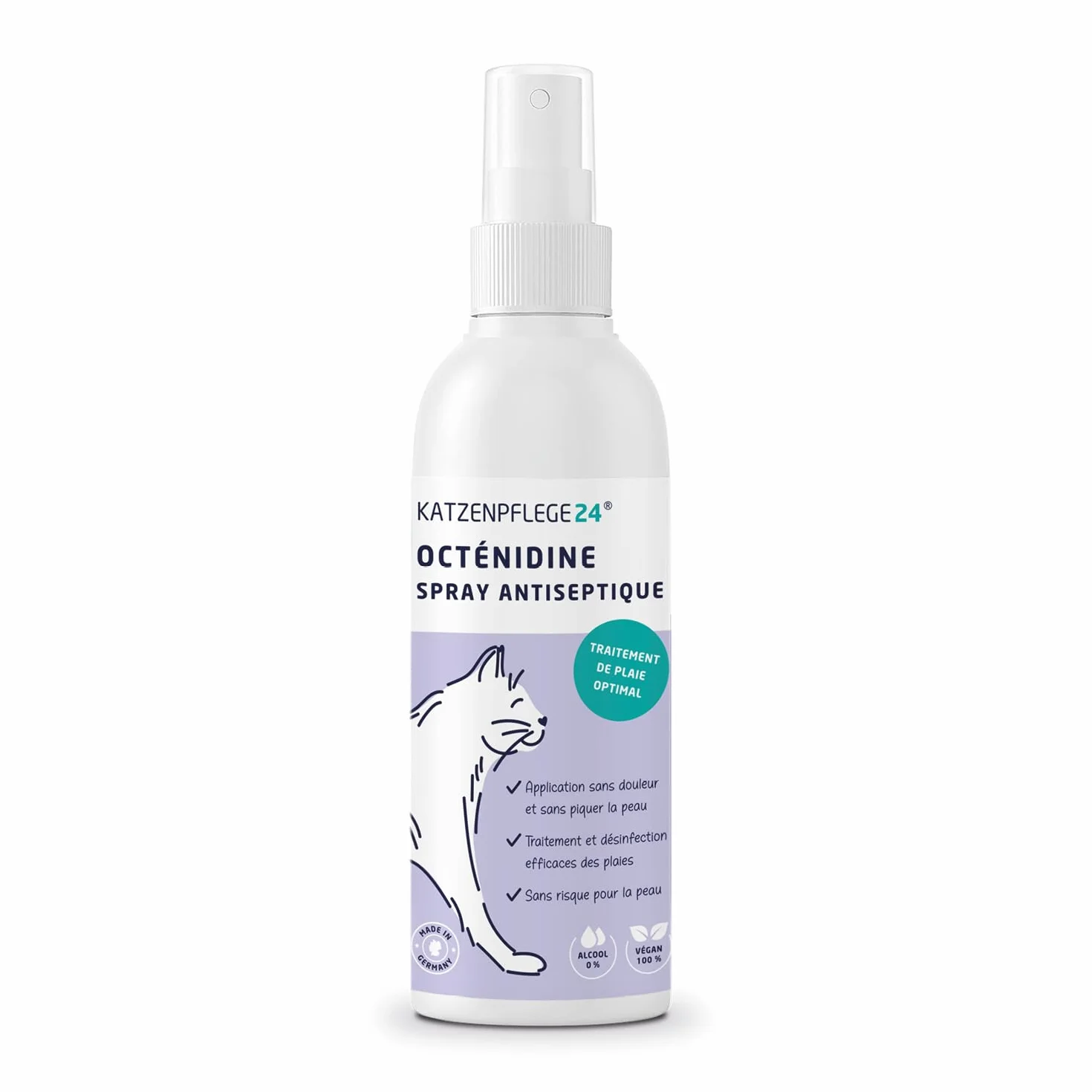 Spray antiseptique et cicatrisant octénidine chat 125 ml désinfecte apaise soigne protège plaies sans piquer