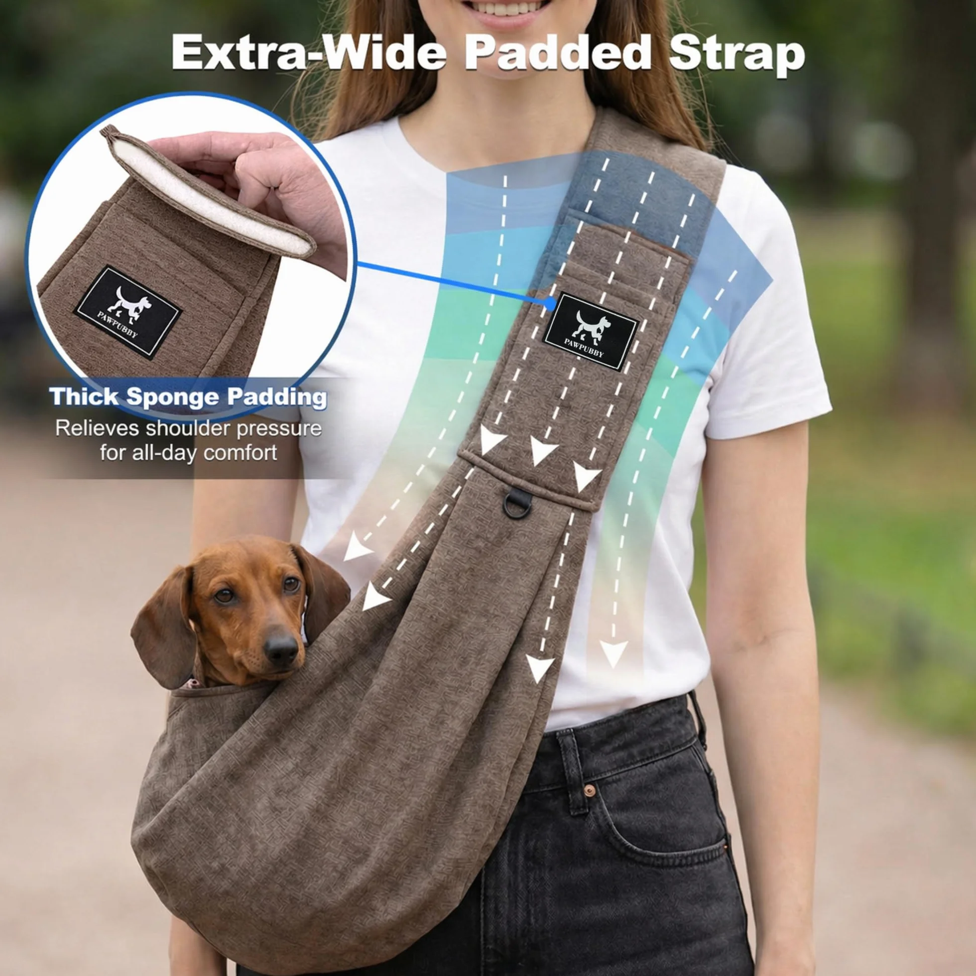 Écharpe de transport mains libres pour chien et chat petite taille bandoulière rembourrée réglable double boucles de sécurité
