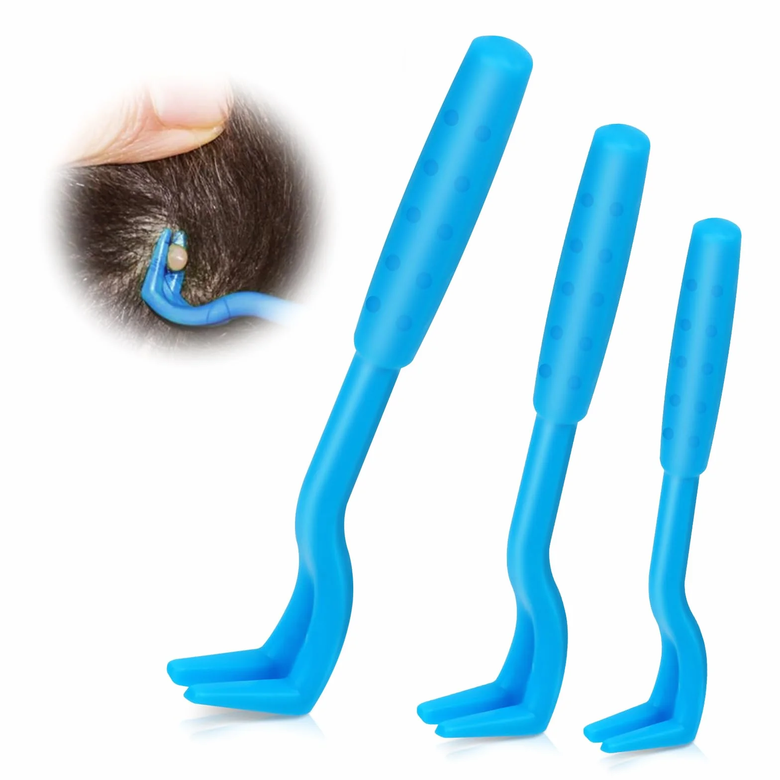 VFANDV Tire Tique pour Chiens, 3 Tailles Set Tire Tique, Crochet à Tiques, Pince à Tiques, Parfait pour Tout Kit d'urgence Tiques, Retireur de Tiques Fiable pour Chiens, Chats, Chevaux et Hommes