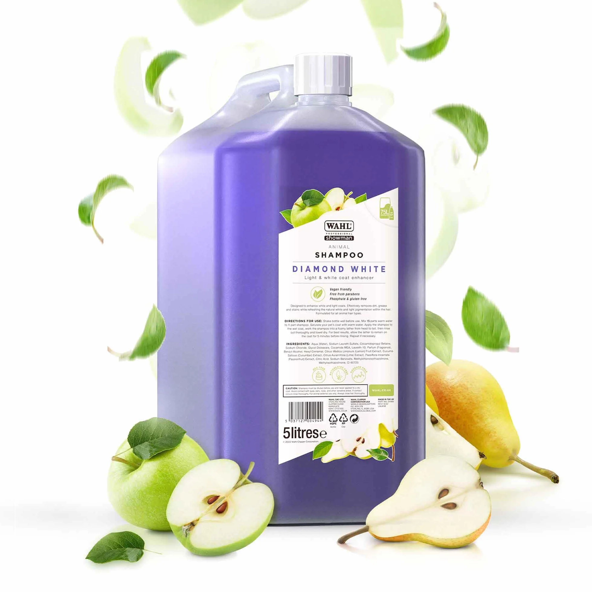 WAHL Diamond White Animal Shampoo 5 L éclaircissant concentré 15:1 végétalien sans parabènes