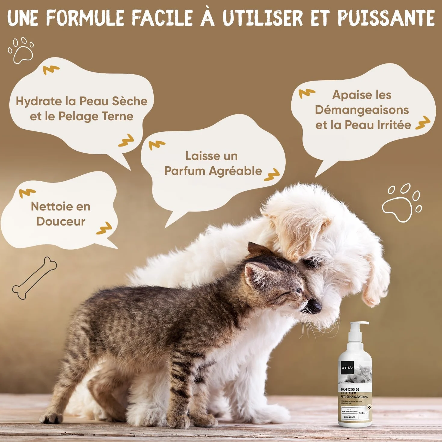 Shampooing Chien Anti Démangeaison 500 ML - Shampoing pour Chien & Chat Naturel - Aloe Vera, Huile De Lavande, Avoine - Shampoing Hydratant Peau, Élimine Les Mauvaises Odeurs, Nettoie & Apaise