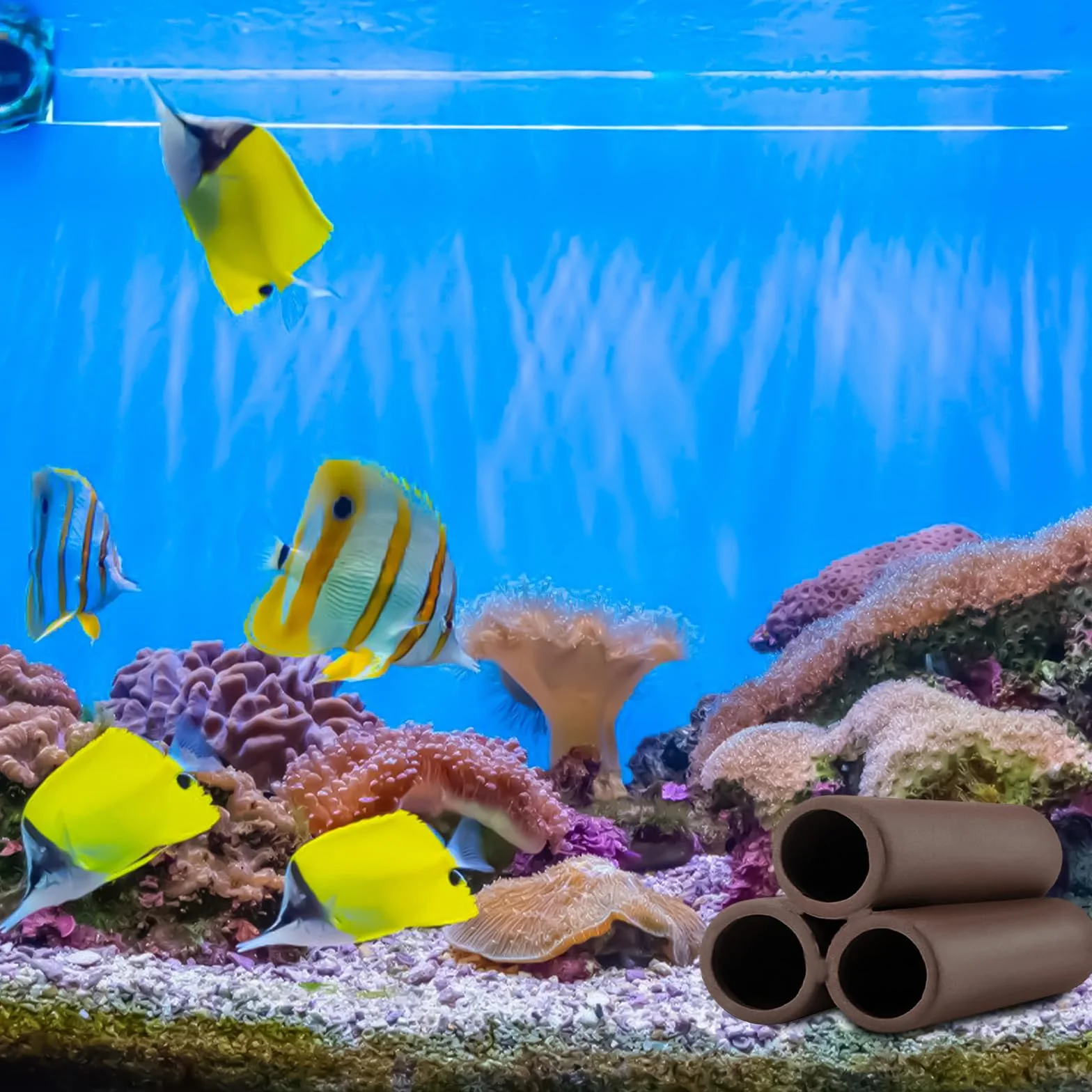 Cachette en céramique pour aquarium Lot de 4 accessoire réservoir poissons décoration grotte crevettes