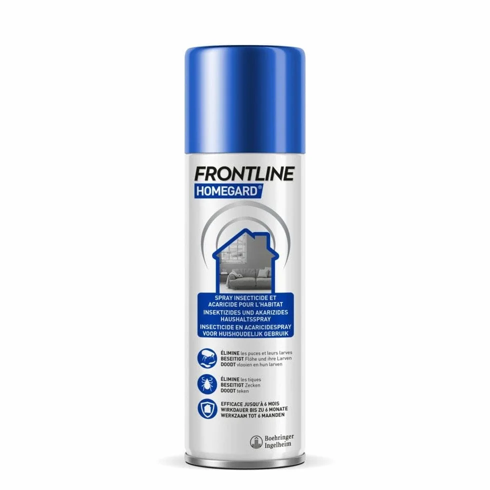 FRONTLINE Homegard Spray -Insecticide et Acaricide Pour l'Habitat -Anti-puces, Larves de Puces, Tiques - Efficacité résiduelle jusqu’à 6 mois - Fabriqué en France - 500 ml