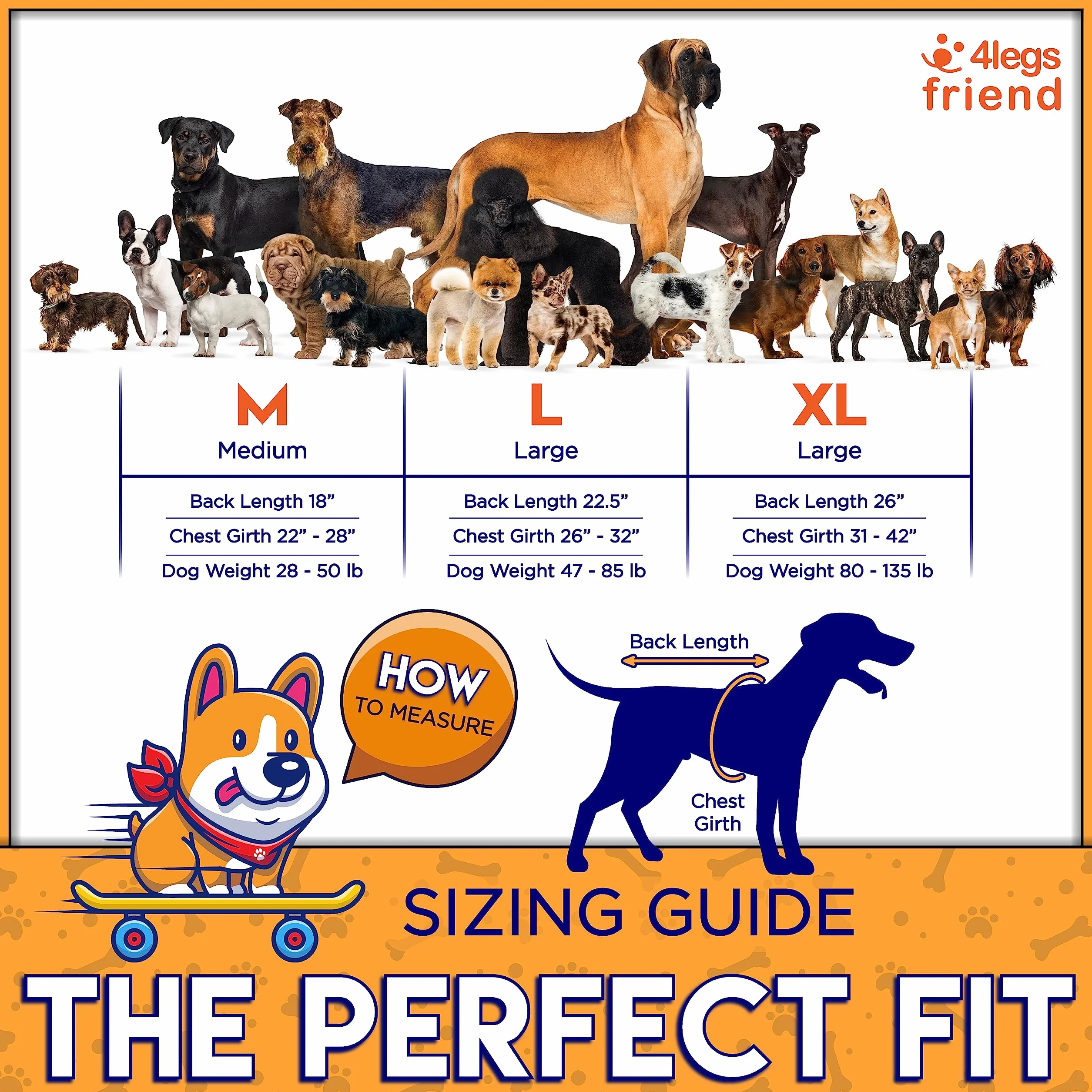 4LegsFriend Gilet Rafraîchissant pour Chien Orange M