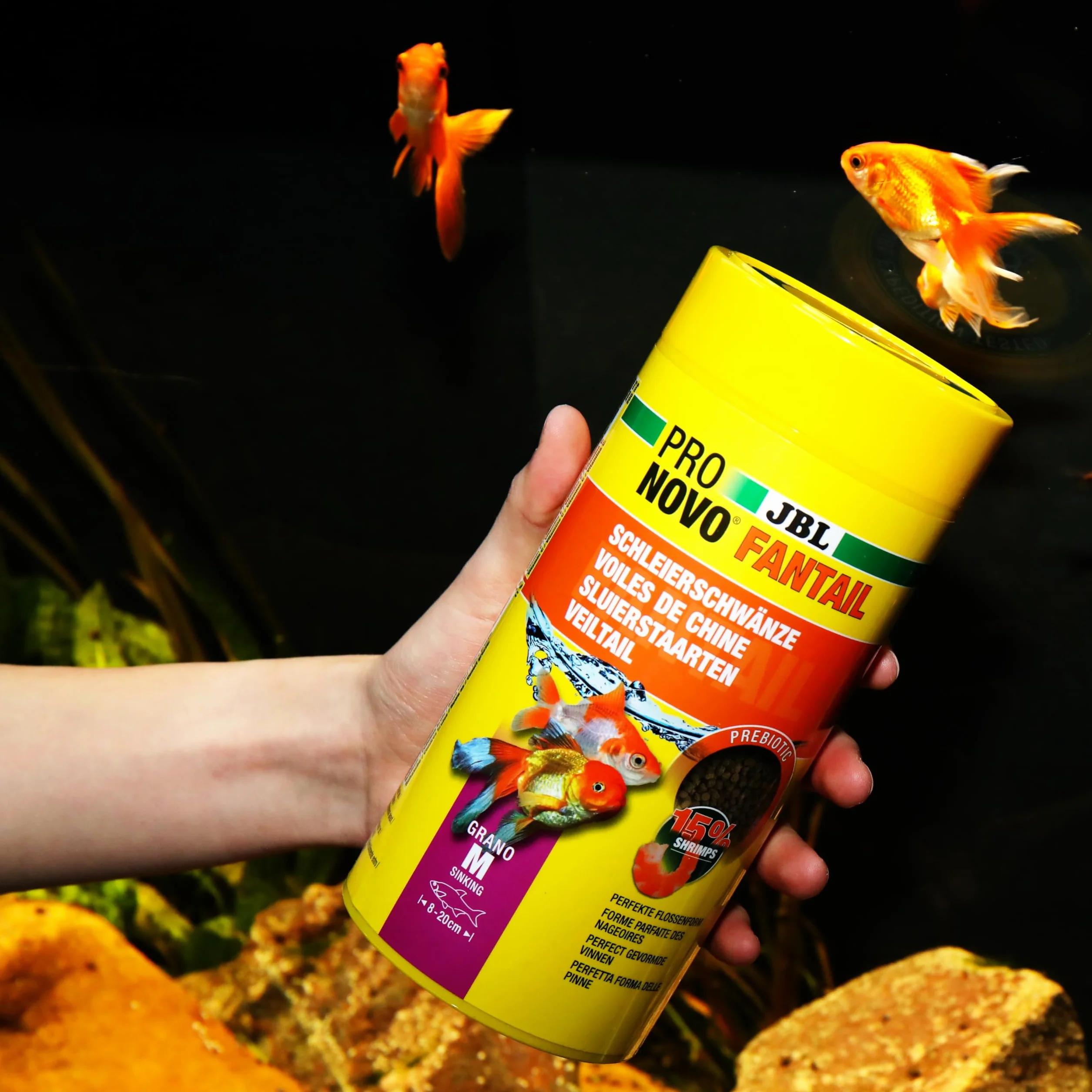 JBL PRONOVO FANTAIL GRANO Aliment de Base pour Poissons Rouges 8-20 cm Granulés Doseur à Clic taille M 1 L
