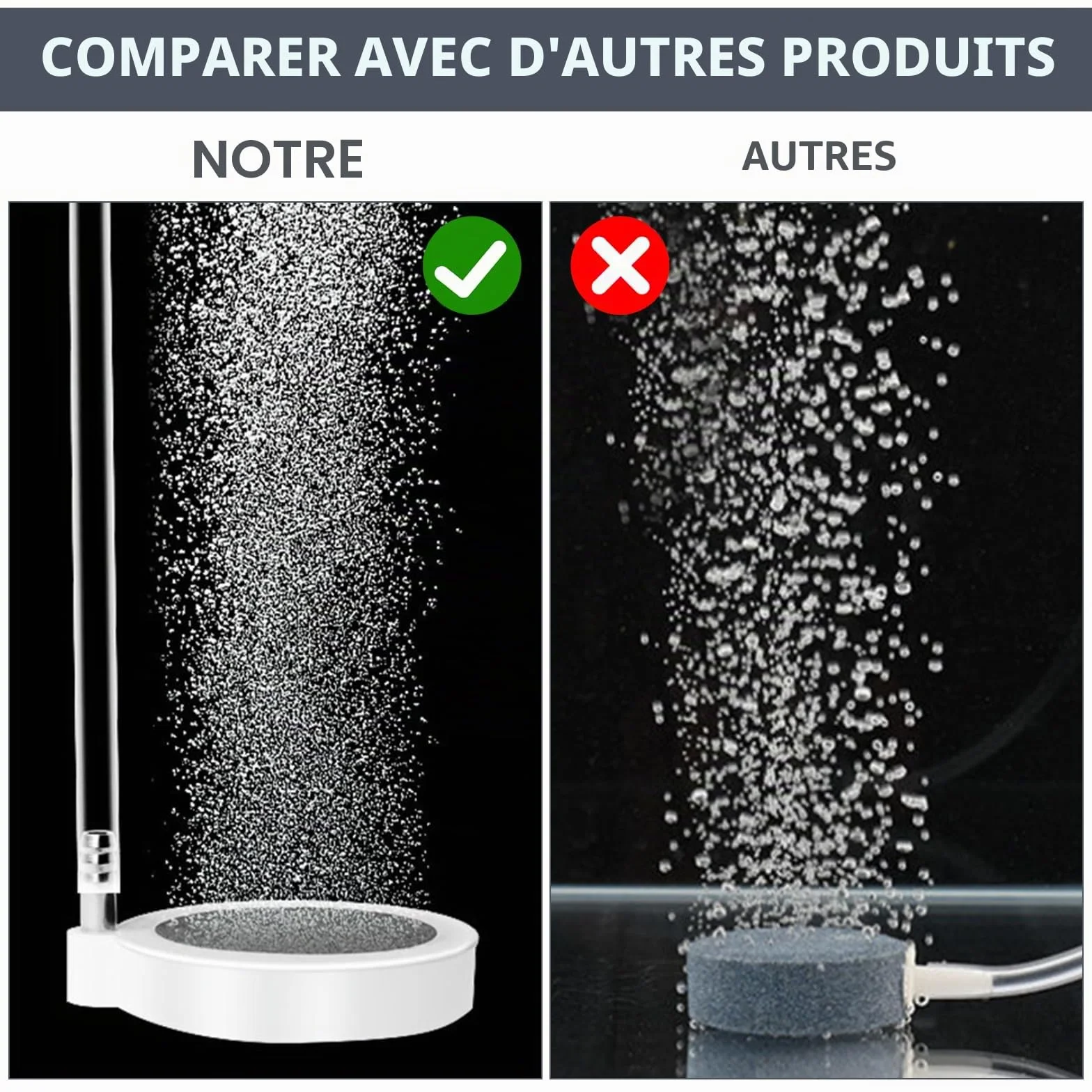 Bulleur pour Aquarium Diffuseur Air avec Clapet Anti-Retour Raccords Y Tuyau 2m 50mm