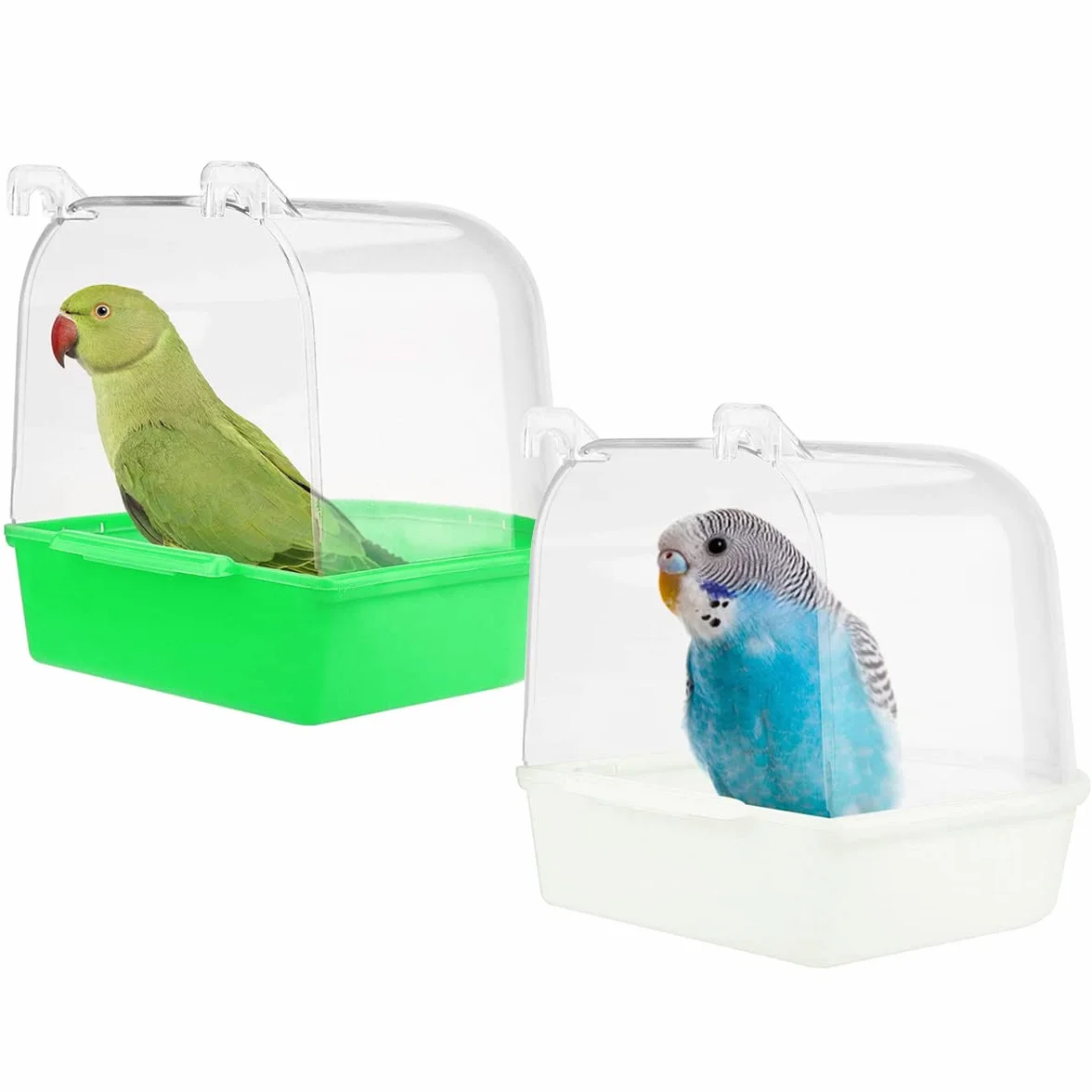 2PCS Baignoire pour Oiseaux,Baignoire Bird Bain D'oiseau Cage Baignoire Oiseaux Baignoire Suspendue avec Crochets Fournitures de Cage à Oiseaux pour Oiseaux Canaries Budgies et Perroquet