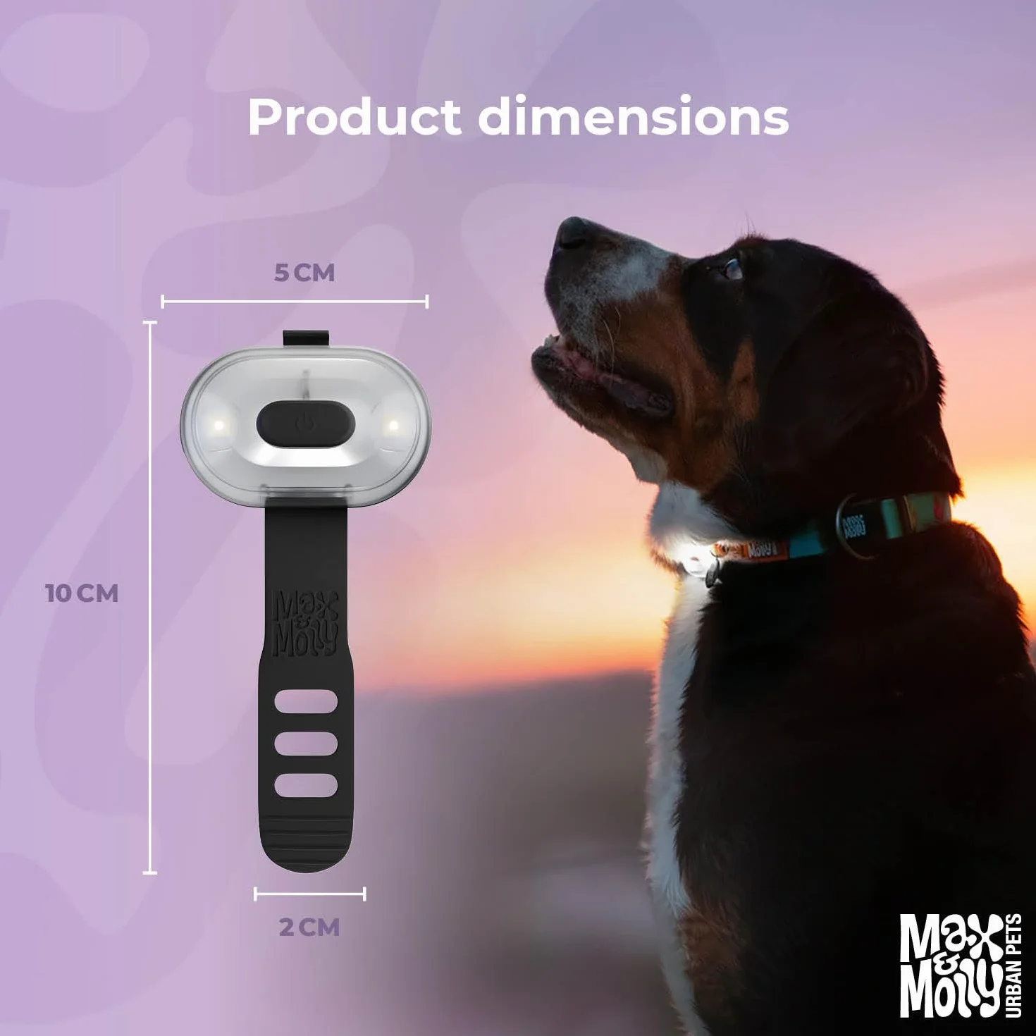 Max & Molly Matrix 2.0 Ultra LED, Lampe LED pour harnais, laisse et collier de chien, Noir, Étanche, Rechargeable par USB, Attache lumineuse pour chien pour plus de sécurité