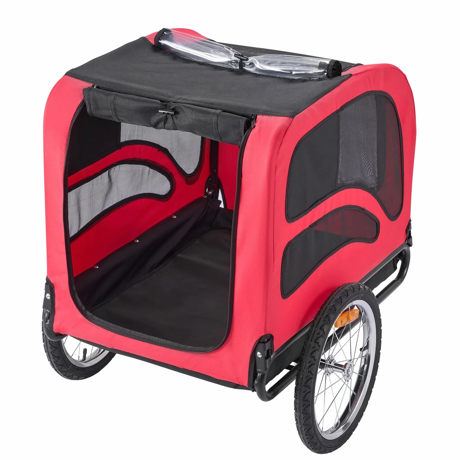 VEVOR Remorque de Vélo Chien Pliable Charge 45 kg Porte Animaux de Compagnie de Vélo Cadre Facile à Plier avec Roues à Dégagement Rapide, Coupleur de Vélo Universel,Réflecteurs, Drapeau