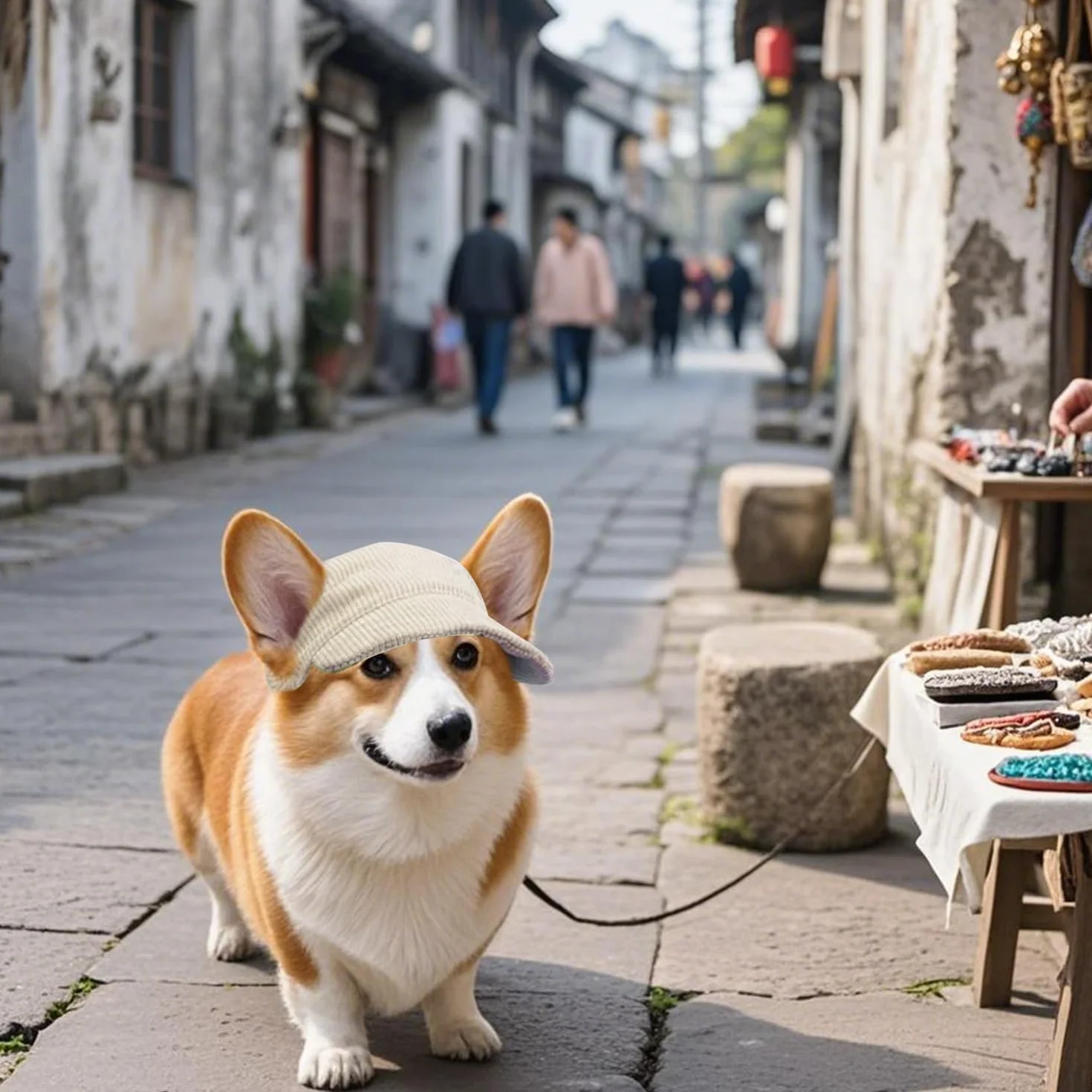 Casquette de baseball pour chien réglable avec trous d'oreilles chapeau de soleil velours côtelé respirant kaki taille L