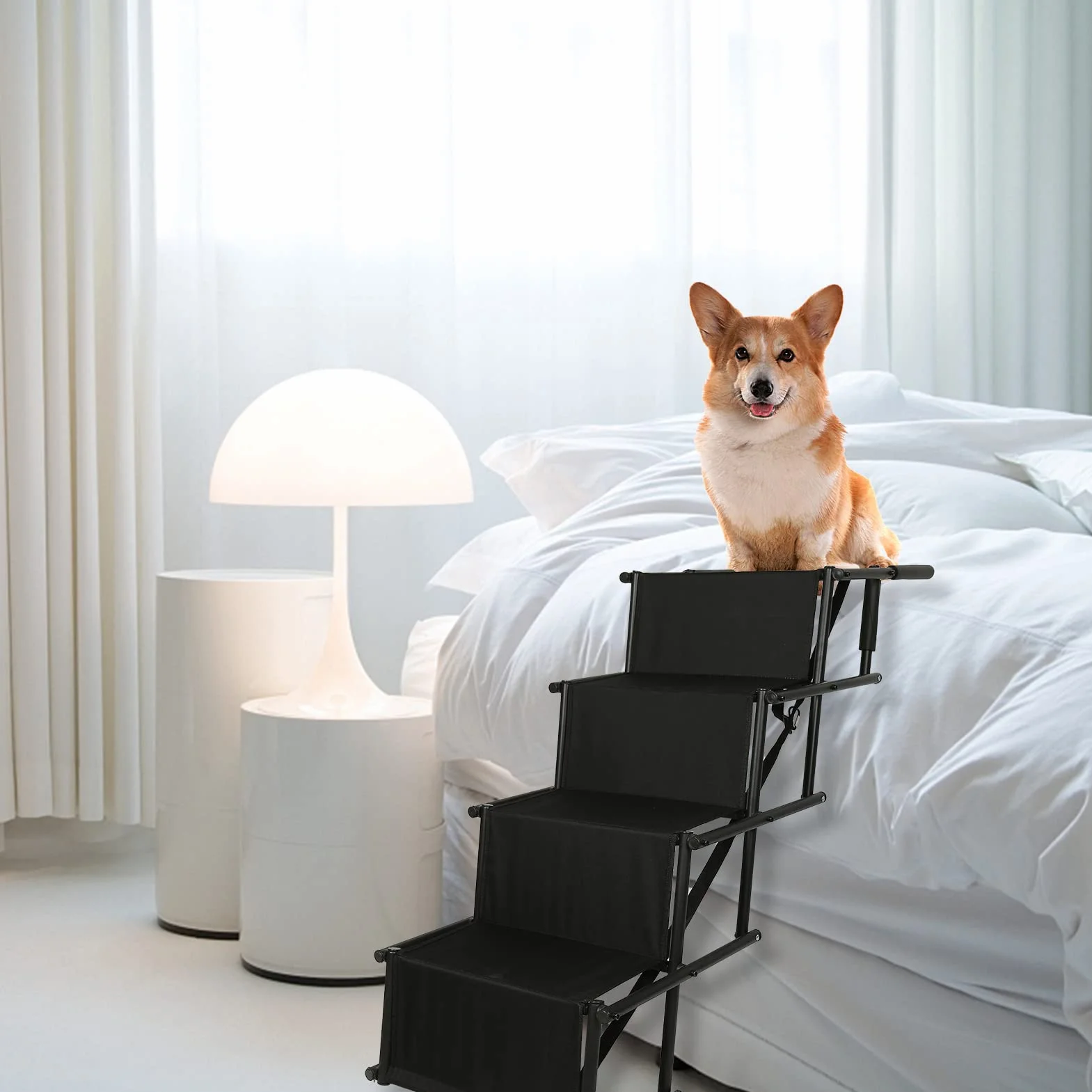Rampe pour Chien Portable pour Voiture, Convient pour Les Chiens de Grande et Petite Taille. L'échelle Pliable de Voiture est Pratique et Rapide, Peut Supporter Un Poids de 60 kg
