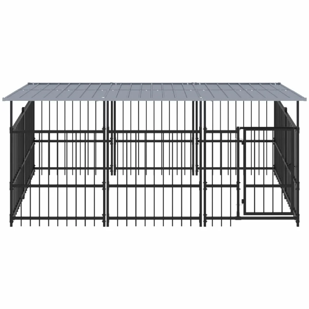 Chenil d'Extérieur avec Toit pour Chiens Acier 5,63 m² Cage Enclos vidaXL