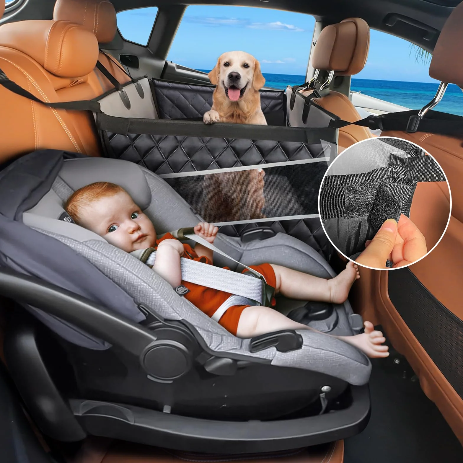Siège Auto Chien pour Grande et Moyenne Taille en Voiture, Siège de Voiture pour Chiens avec Fenêtre de Visualisation,Pliable, Lavable en Machine, Compatible avec Tous Véhicules