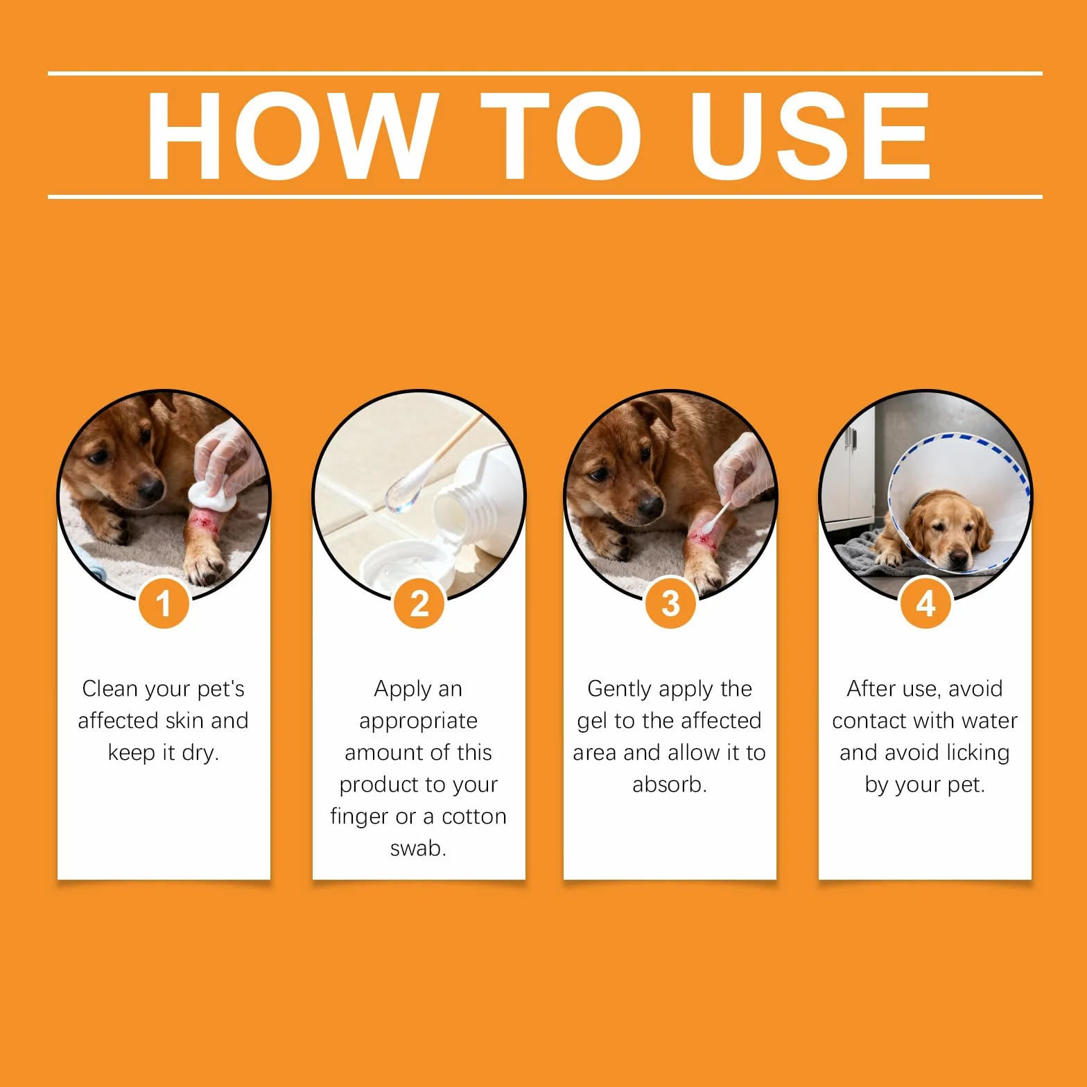 Gel Soin des Plaies pour Animaux, Chiens et Chats, Imperméable 20g