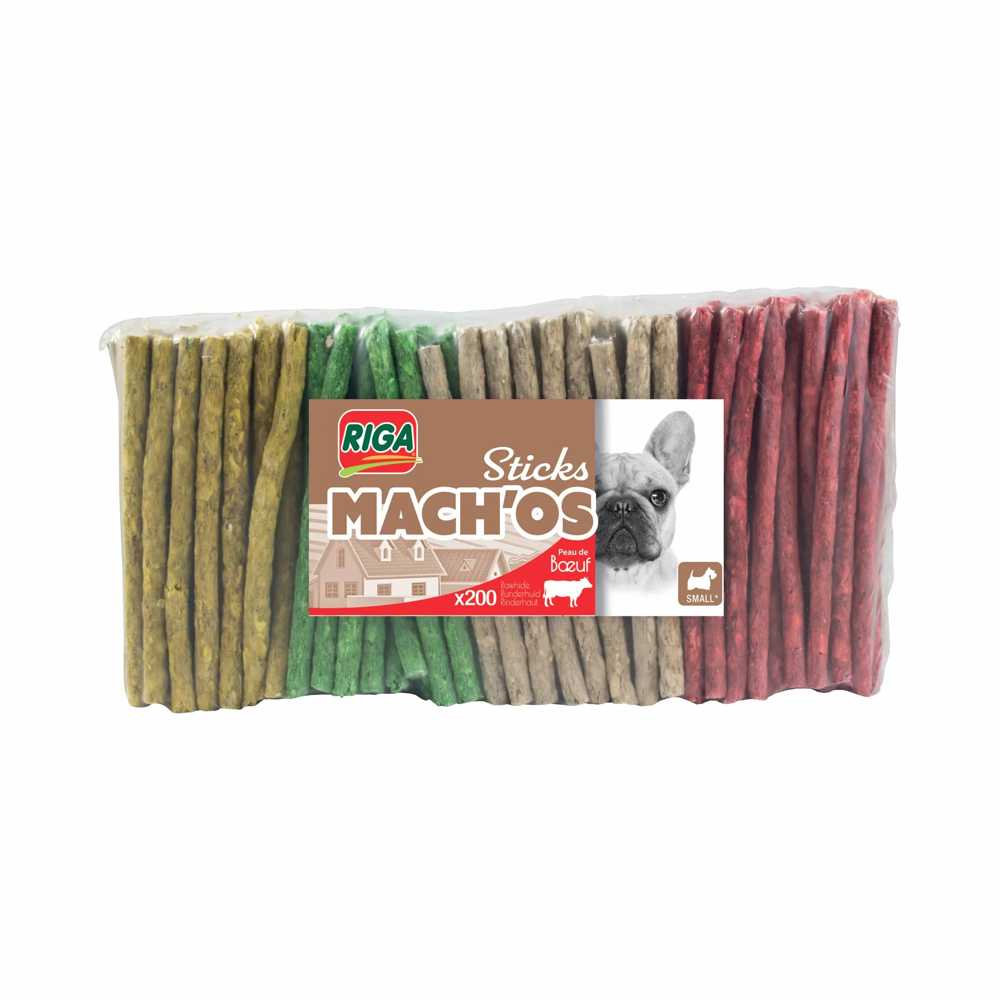 Riga - Mach'os - Bâtonnet Aggloméré - Friandise Chien - Peau De Buffle - Riche en Protéines - Hygiène Buccale - Mastication Et Récompense - pour Petit Chien - x 200