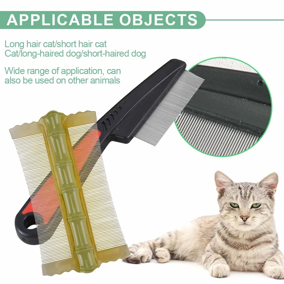 Lot de 3 Peignes anti Puces pour Chiens et Chats Dents Grossières et Fines