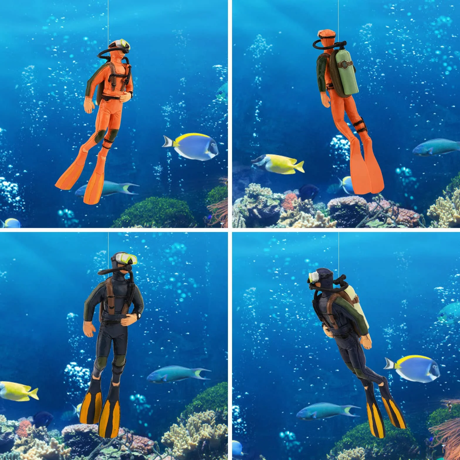 Bekecidi Lot de 2 décorations pour Aquarium Little Diver Ornement Flottant Accessoires Créatifs