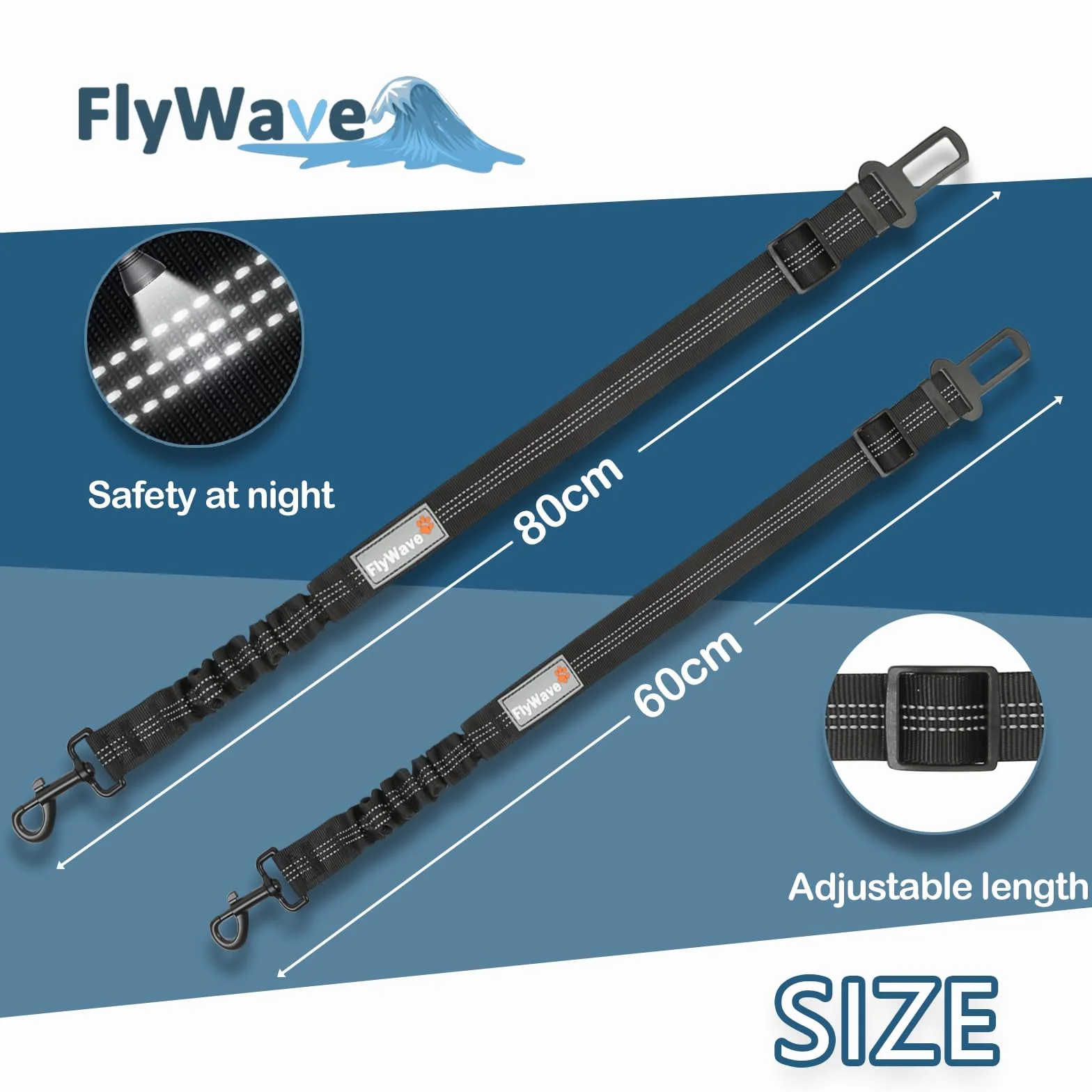 FlyWave Ceinture De Sécurité pour Chien Voiture - Réglable, Universelle et Robuste - Pour Tous Types De Chiens | Fermoir en D