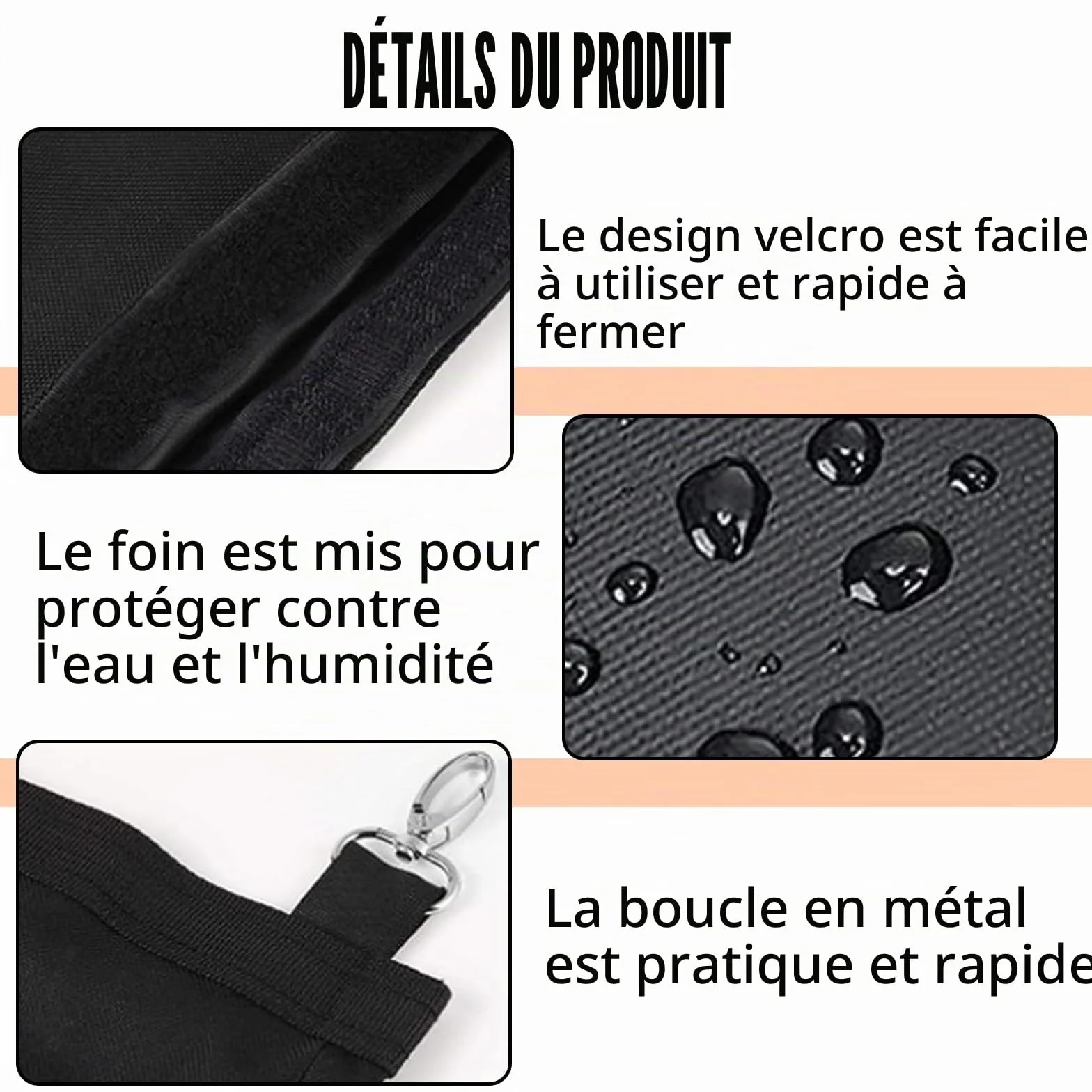 Sac à Foin pour Lapin, Distributeur Automatique Suspendu avec 4 Fenêtres, Noir