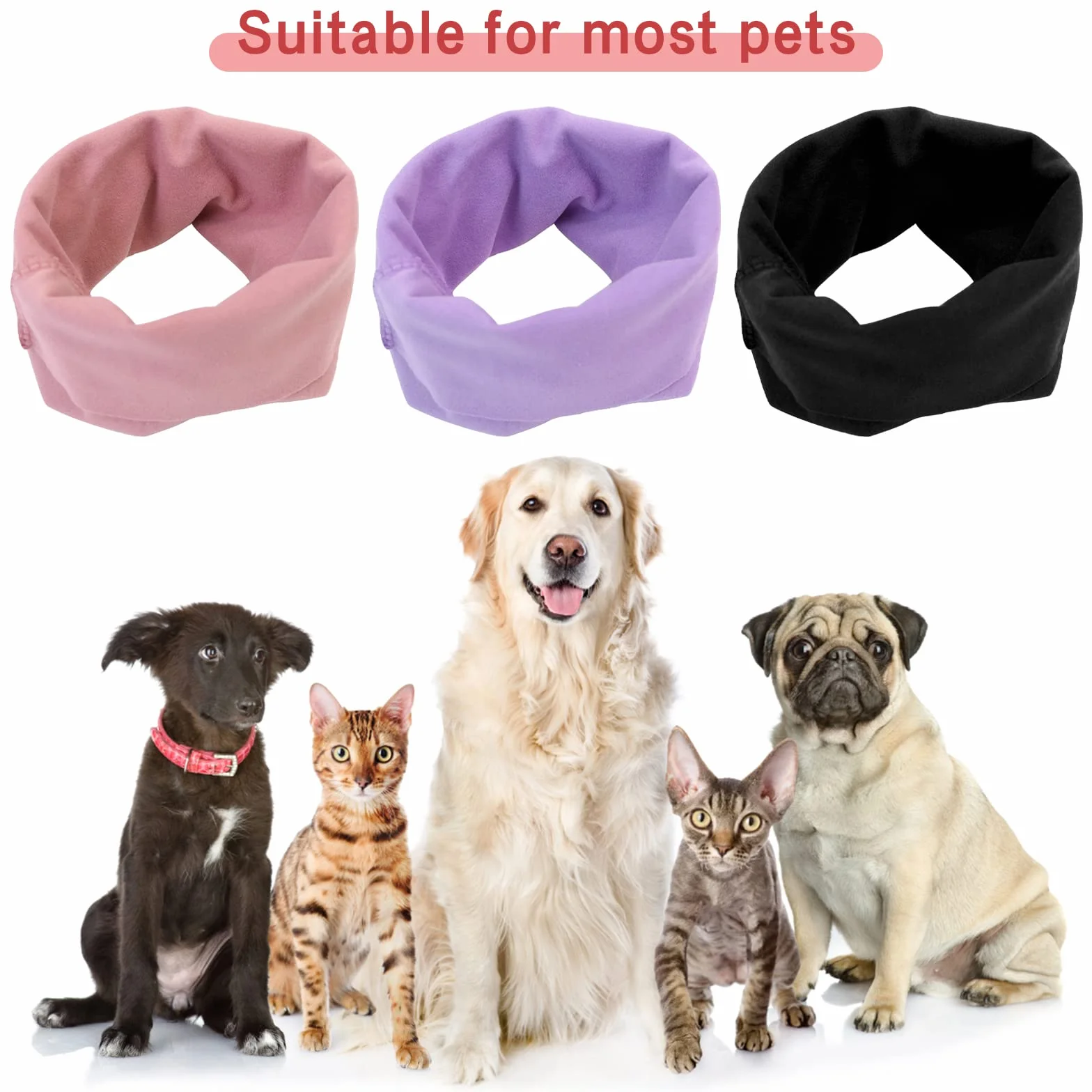 Cache-Oreilles pour Chien et Chat Noir M Protection Auditive Anti-Bruit