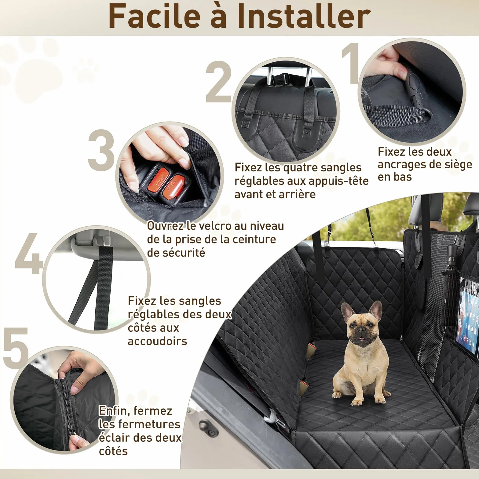 Gimars Housse Voiture Chien Imperméable Antidérapante 157x137cm Universel Protection Siège Transport