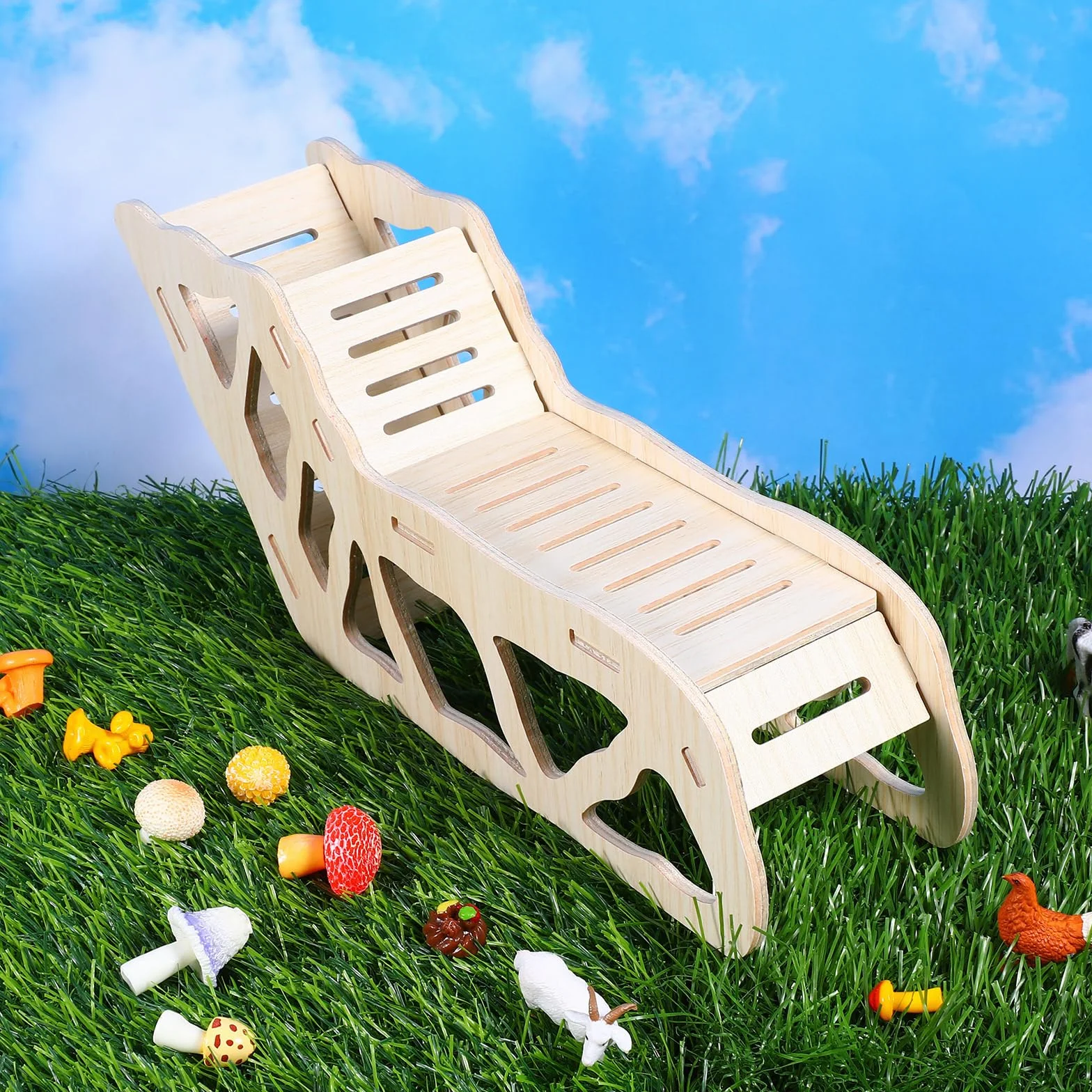 HJZHI Cachette polyvalente pour hamster et tunnel d'exploration, maison de hamster avec échelle d'escalade en bois pour gerbilles, hamsters, petits accessoires pour animaux de compagnie
